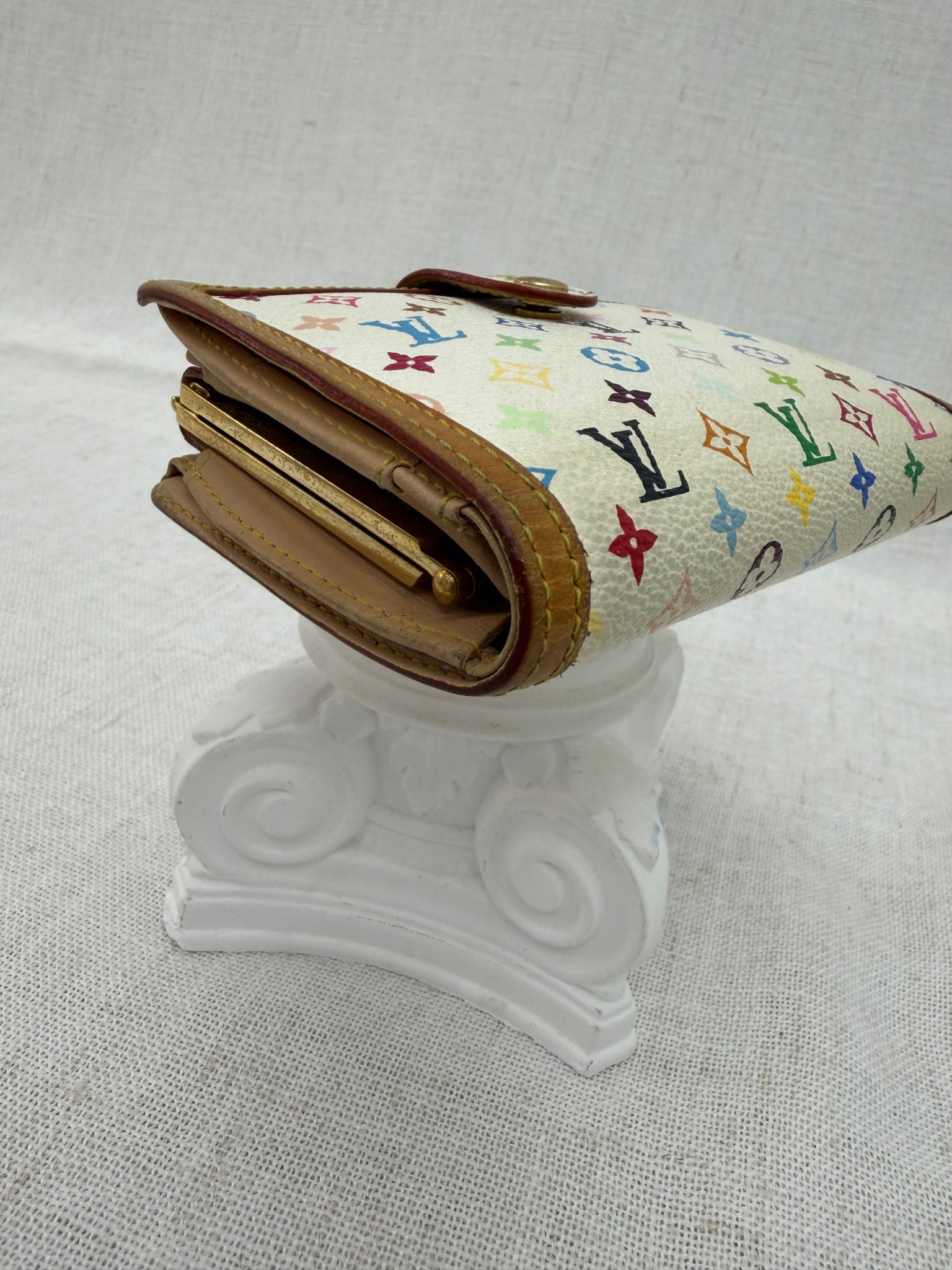 Louis Vuitton White Multicolor Monogram French Wallet 