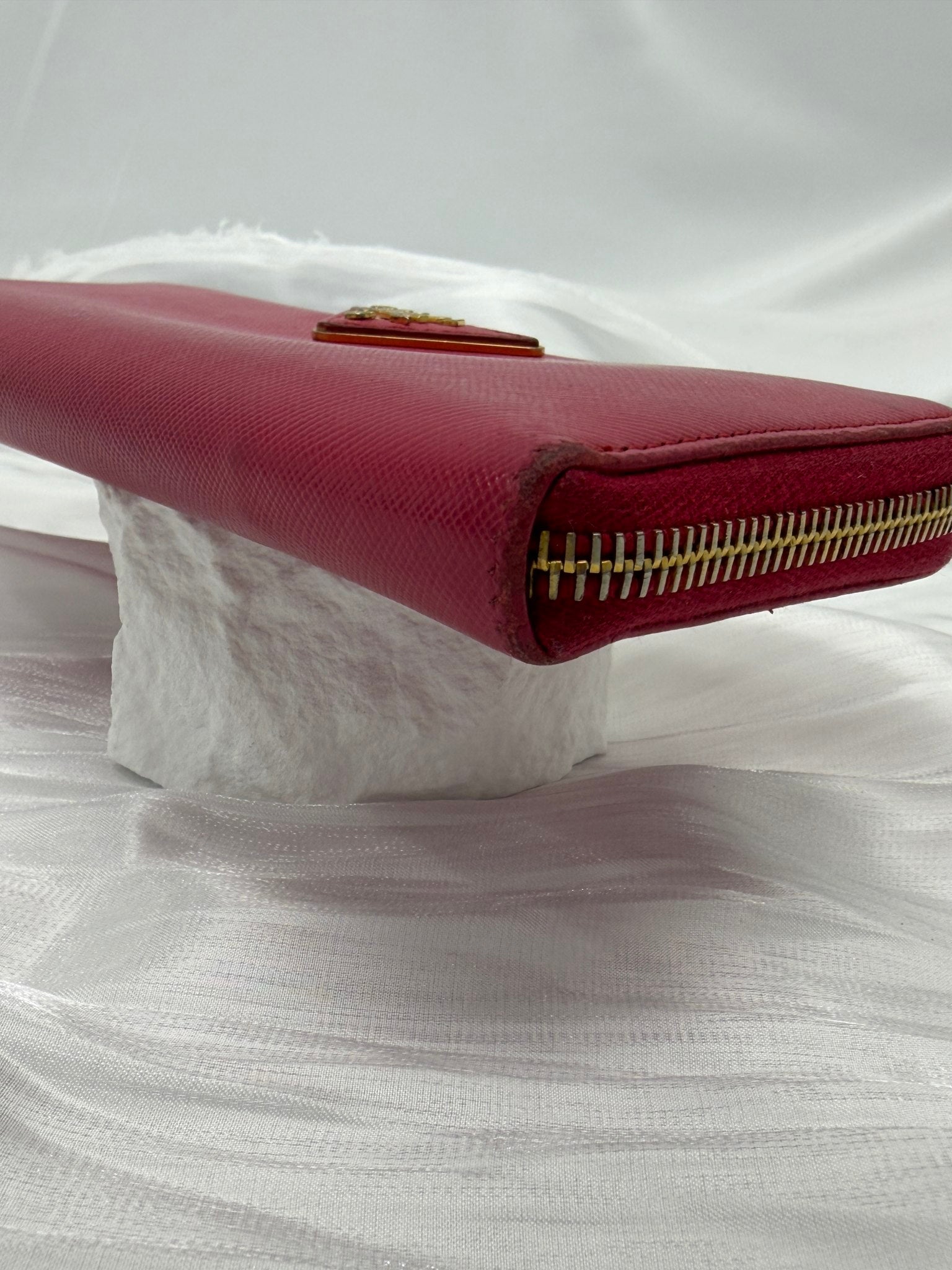 Prada Pink Saffiano Leather Zippy Wallet