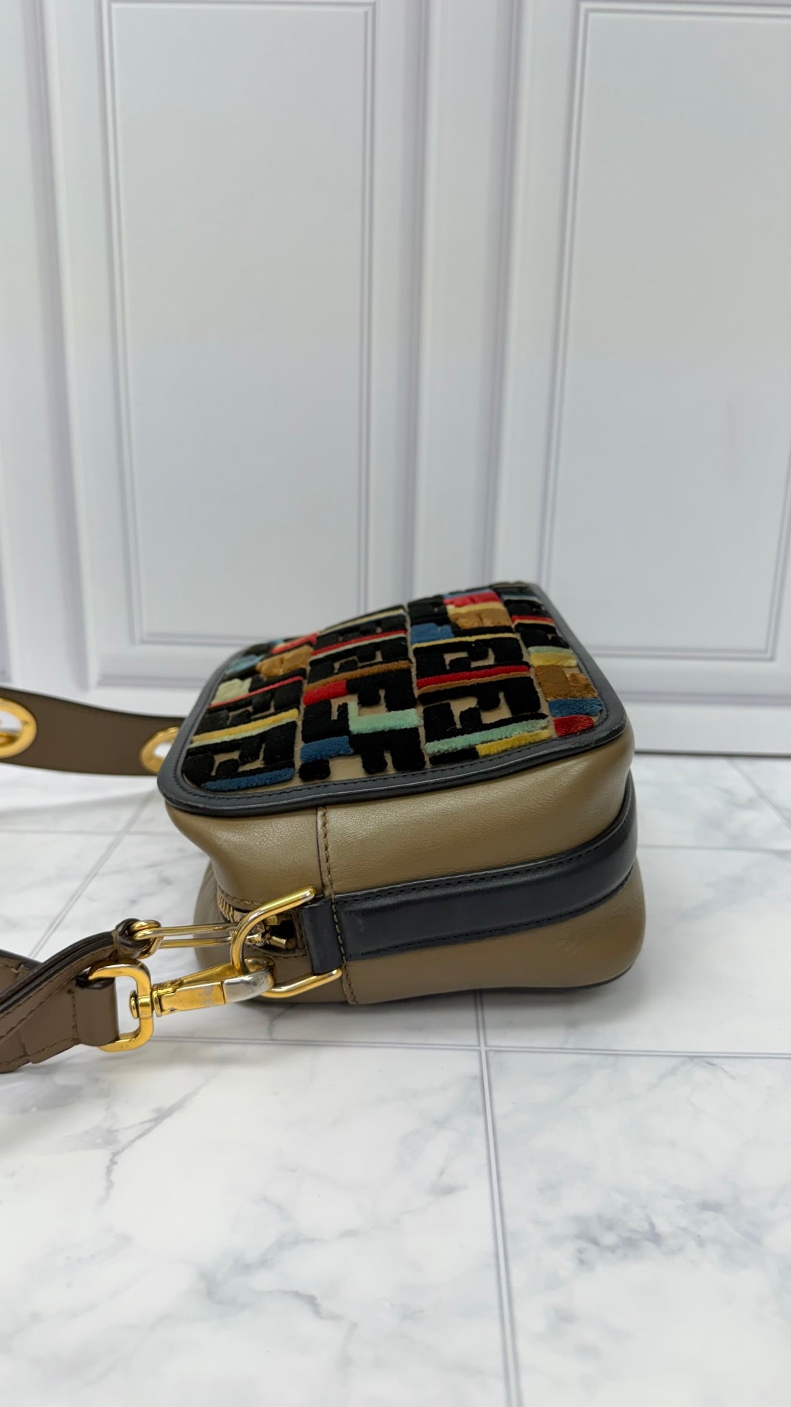 Fendi Multicolor Velvet And Leather Vitello Century Camera Bag 