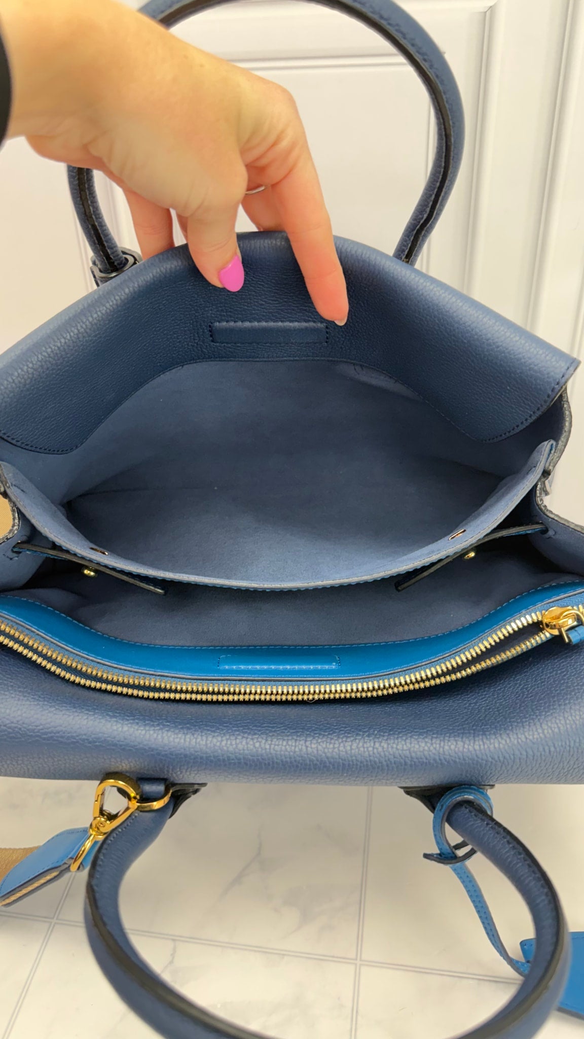MCM Blue Leather Medium Milla 2Way Bag