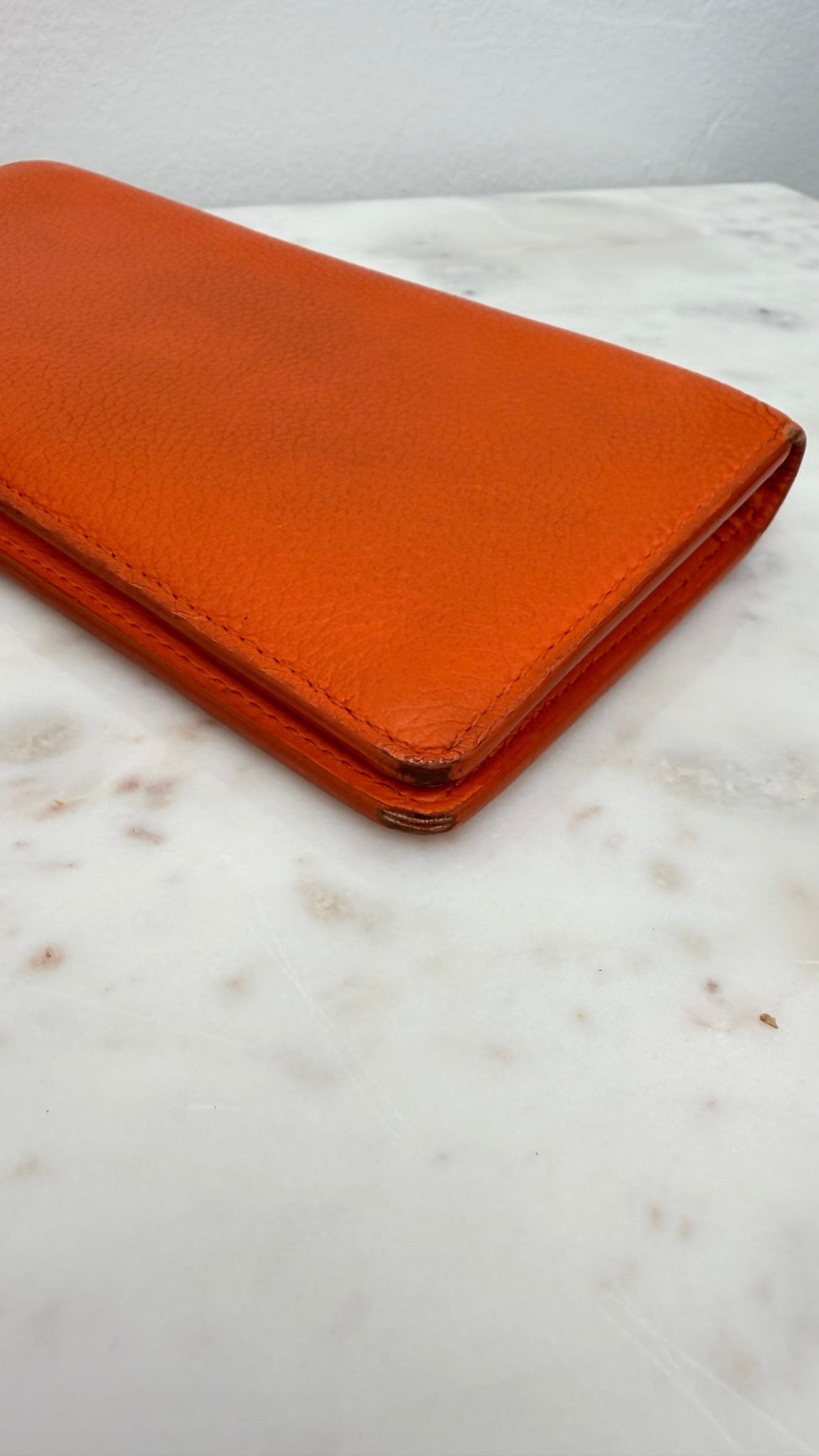 Louis Vuitton Orange Leather Aerogram Brazza Wallet