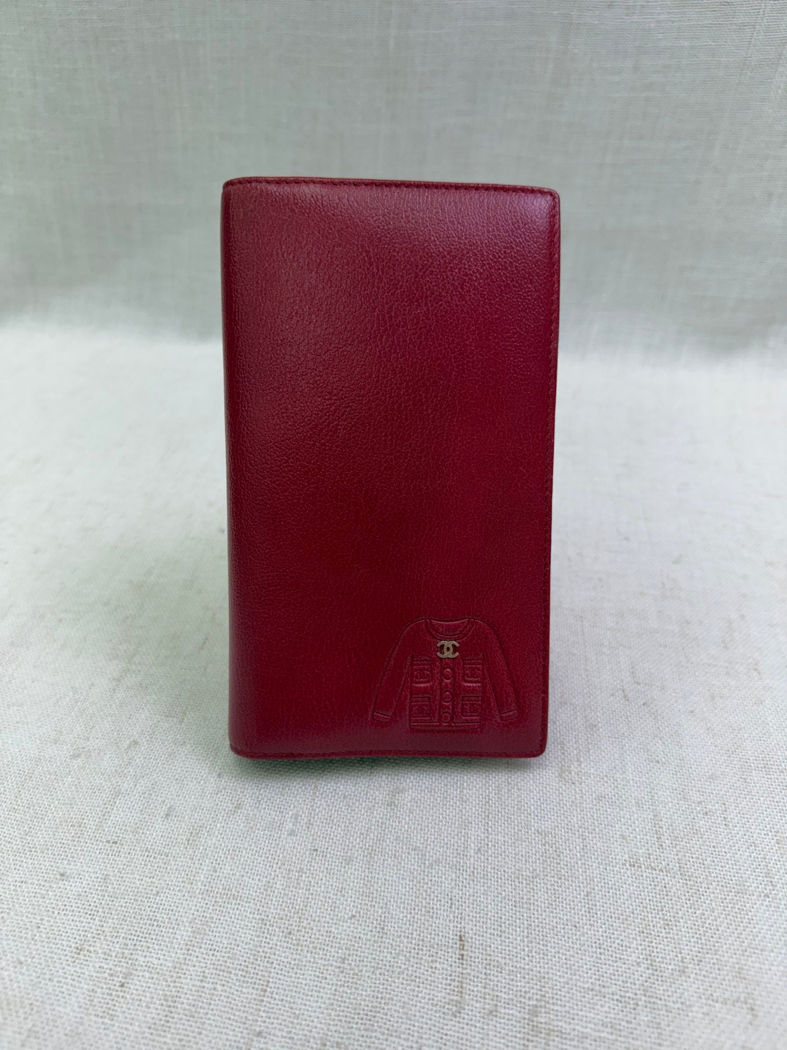 LIKE NEW- Chanel Red Leather Jacket Embossed Long Wallet