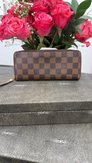 Louis Vuitton Damier Ebene & Pink Clemence Wallet