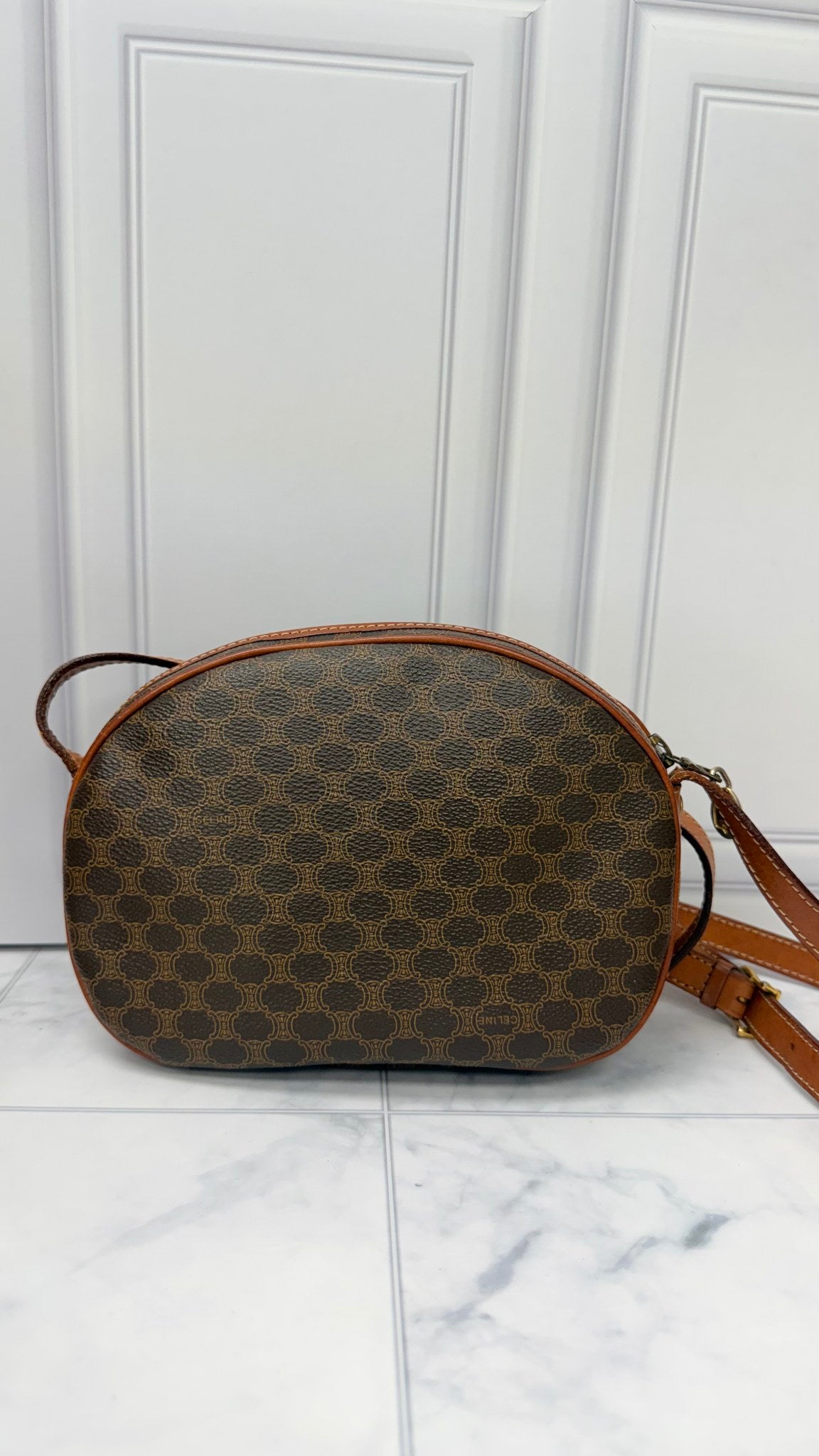 Celine Brown Macadam Crossbody Bag
