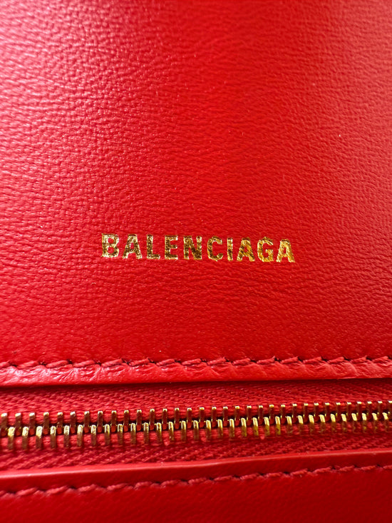 Balenciaga Red Calfskin Small Hourglass Top Handle Bag
