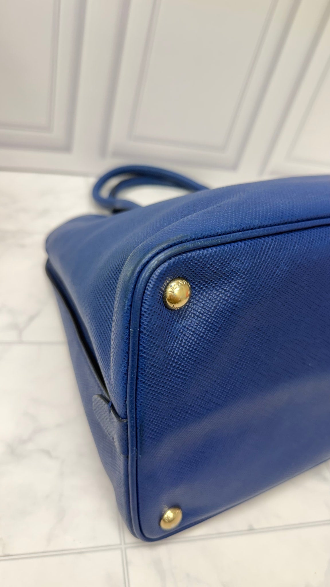 Prada Blue Saffiano Leather Handbag