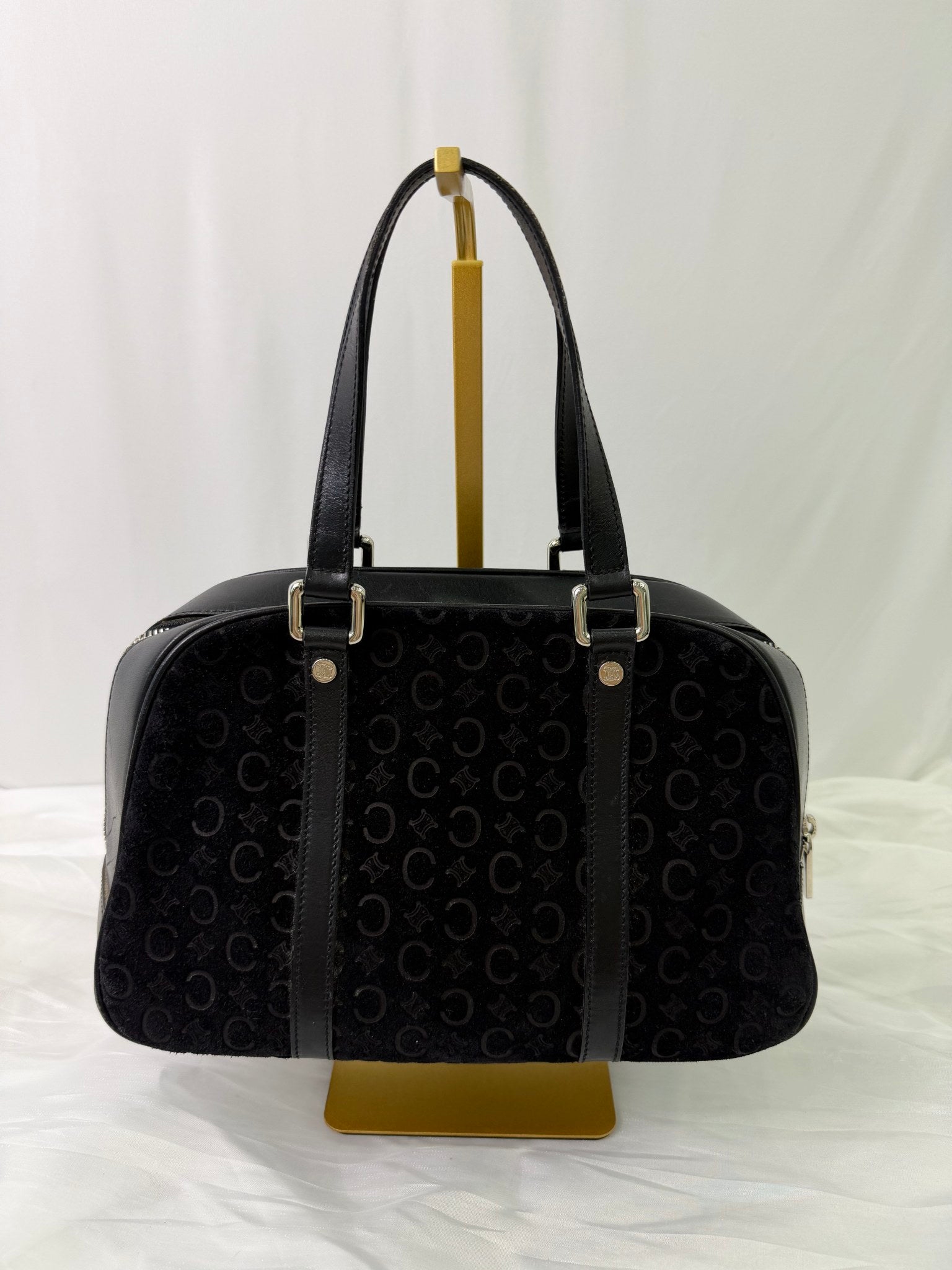 Celine Black Suede Macadam Handbag