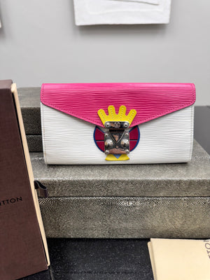 Louis Vuitton Pink And White Epi Tribal Mask Long Wallet