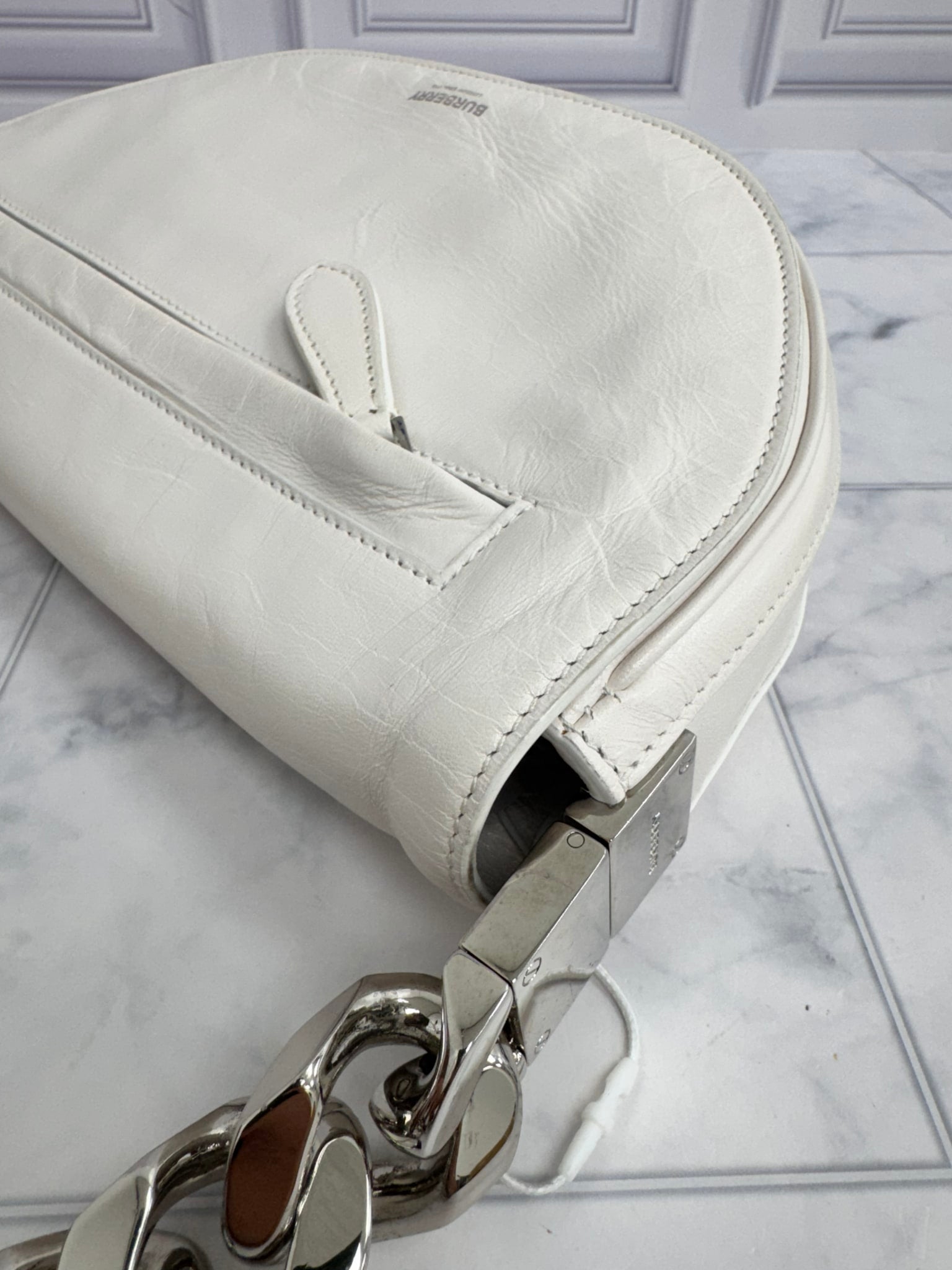 Burberry White Leather Olympia Small Chain Shoulder Bag
