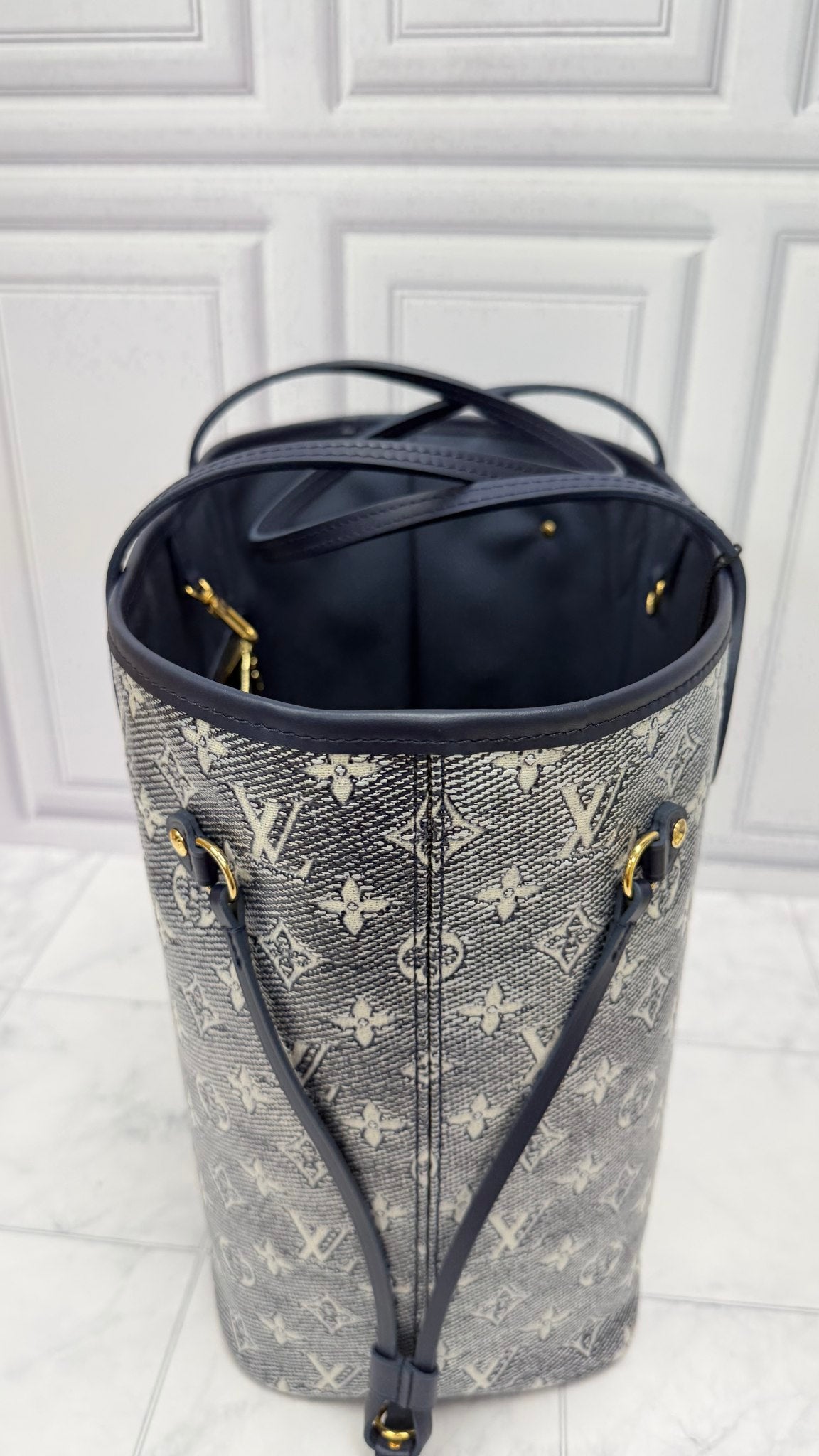 Louis Vuitton Blue Jacquard Coated Canvas Neverfull MM