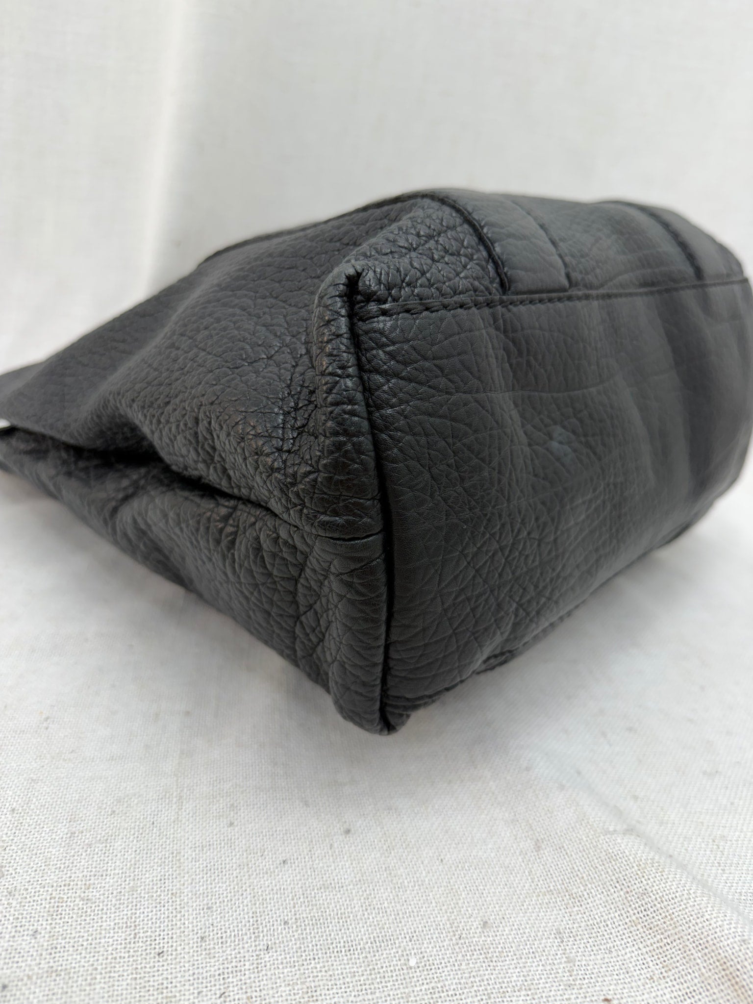 Gucci Black Leather Braided Bamboo Shoulder bag