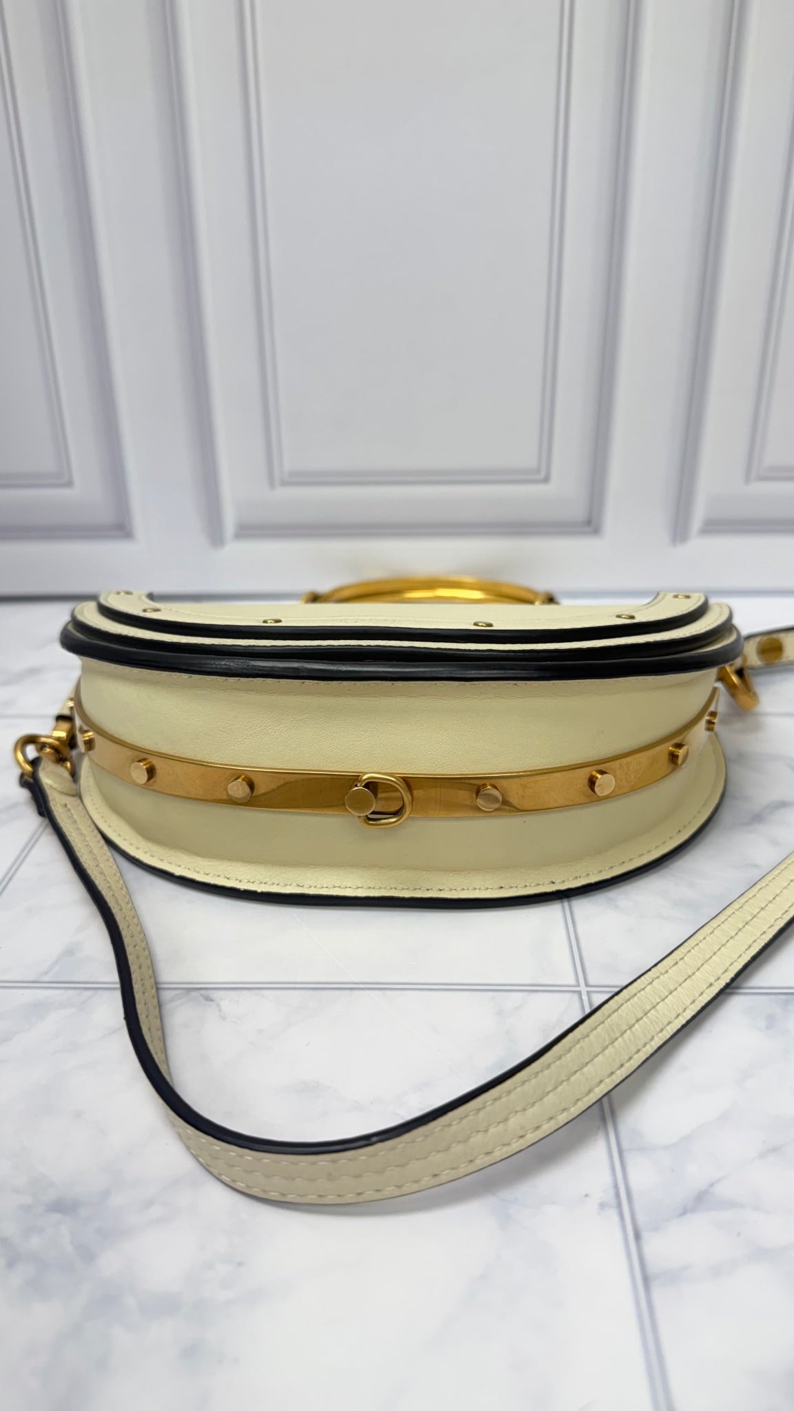 Chloe White Leather Nile Bracelet Crossbody Bag