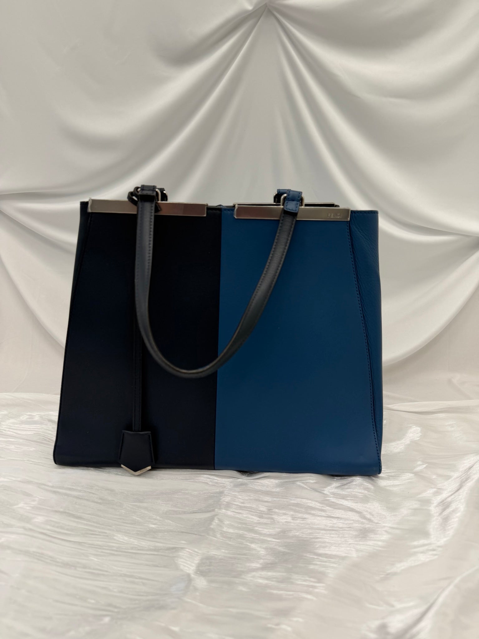 Fendi Bicolor Blue Leather  3Jours Tote Bag