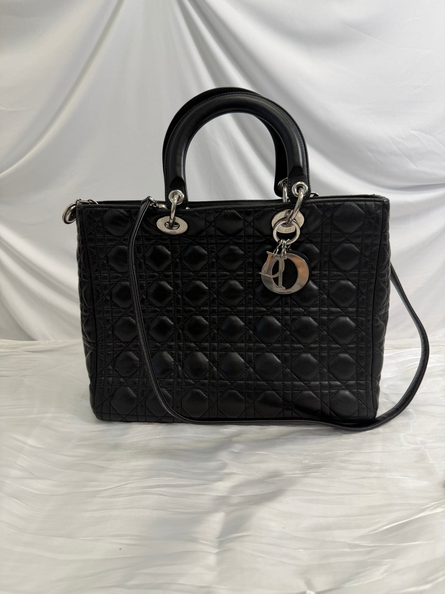 Christian Dior Black Cannage Lambskin Large Lady Dior