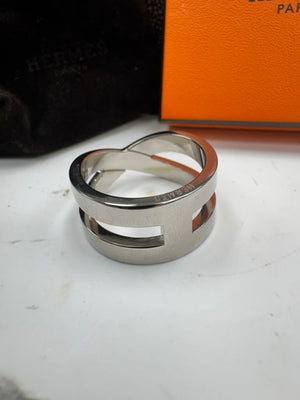 Hermes Silver H Scarf Ring