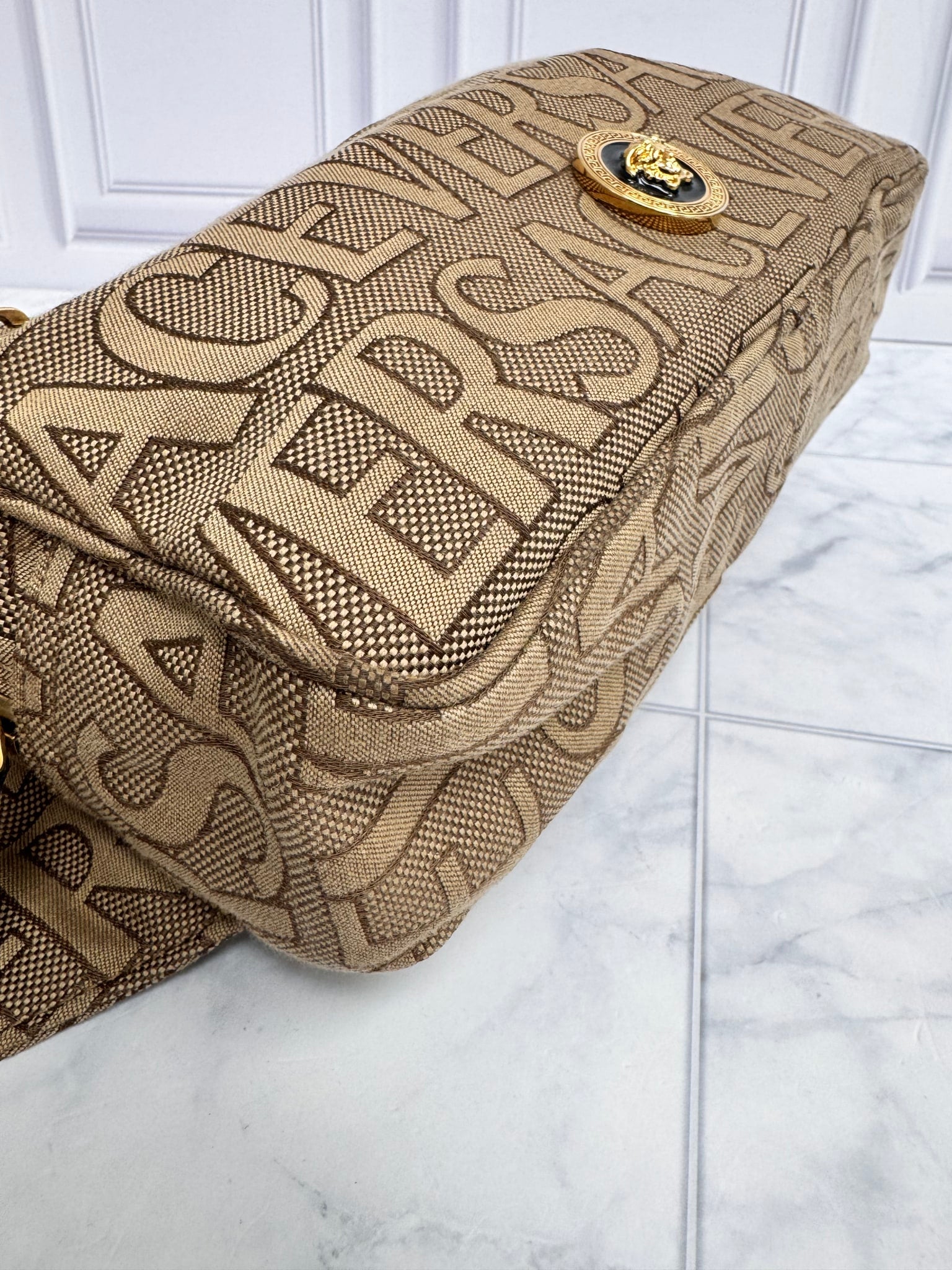 Versace Brown Canvas Belt Bag