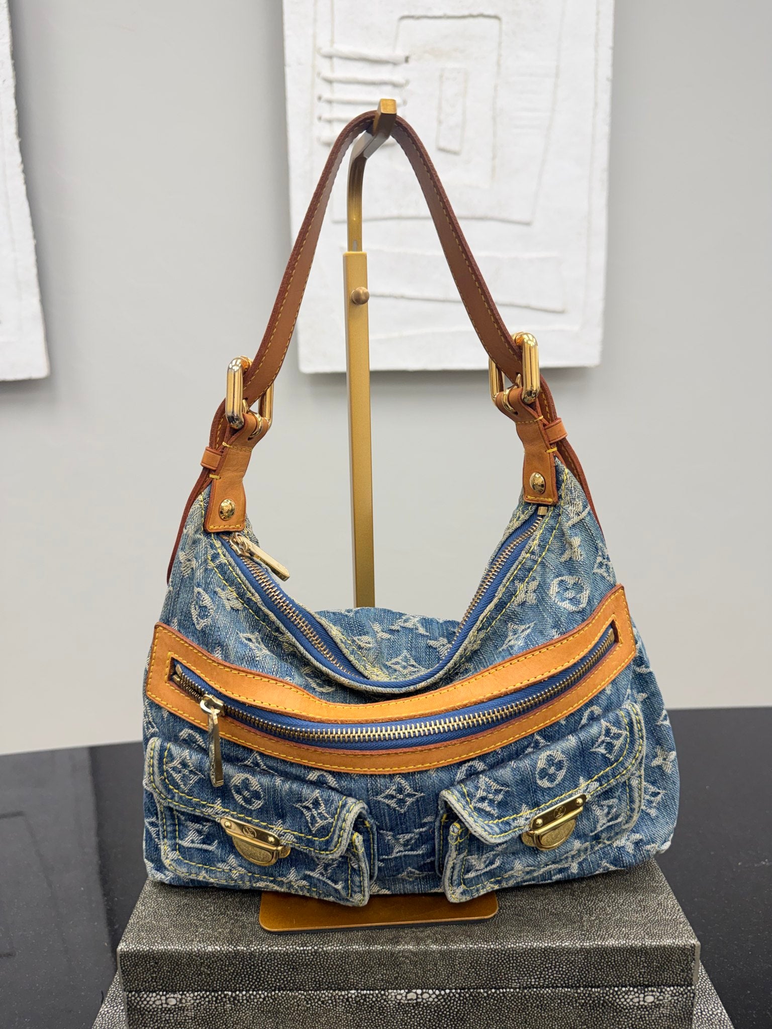 Louis Vuitton Monogram Blue Denim Shoulder Bag 
