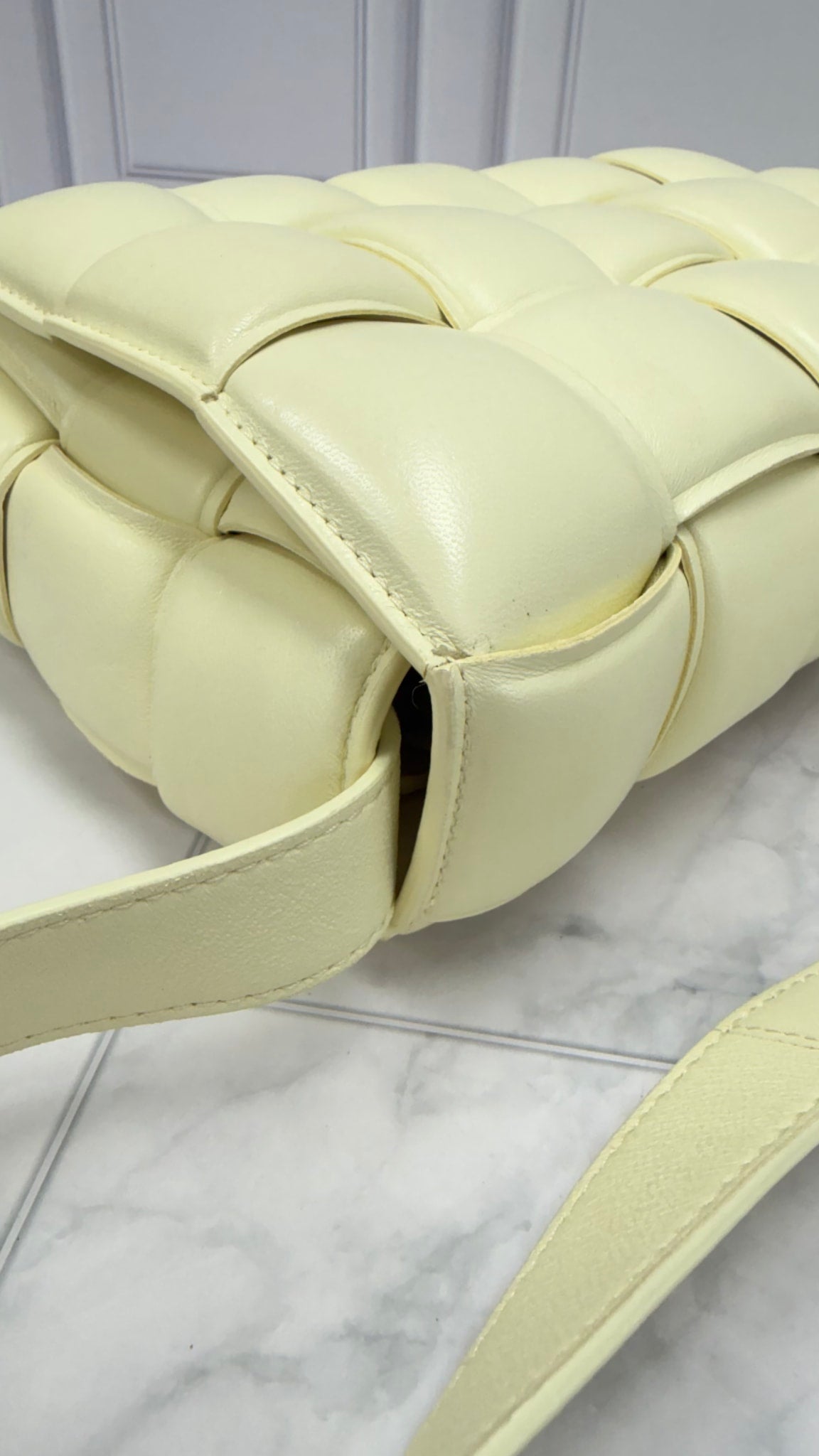 Bottega Veneta Pale Yellow Padded Cassette Crossbody Bag