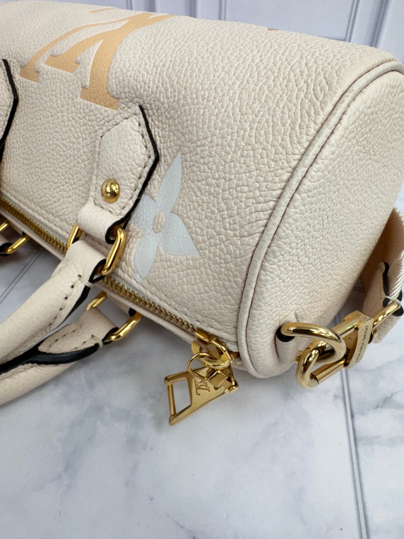 LIKE NEW - Louis Vuitton Beige Monogram Empreinte Giant By The Pool Papillon BB