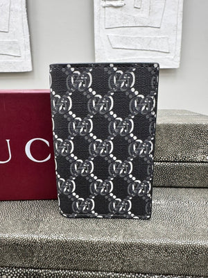 LIKE NEW - Gucci Black GG Shadow Coated Canvas Card Case
