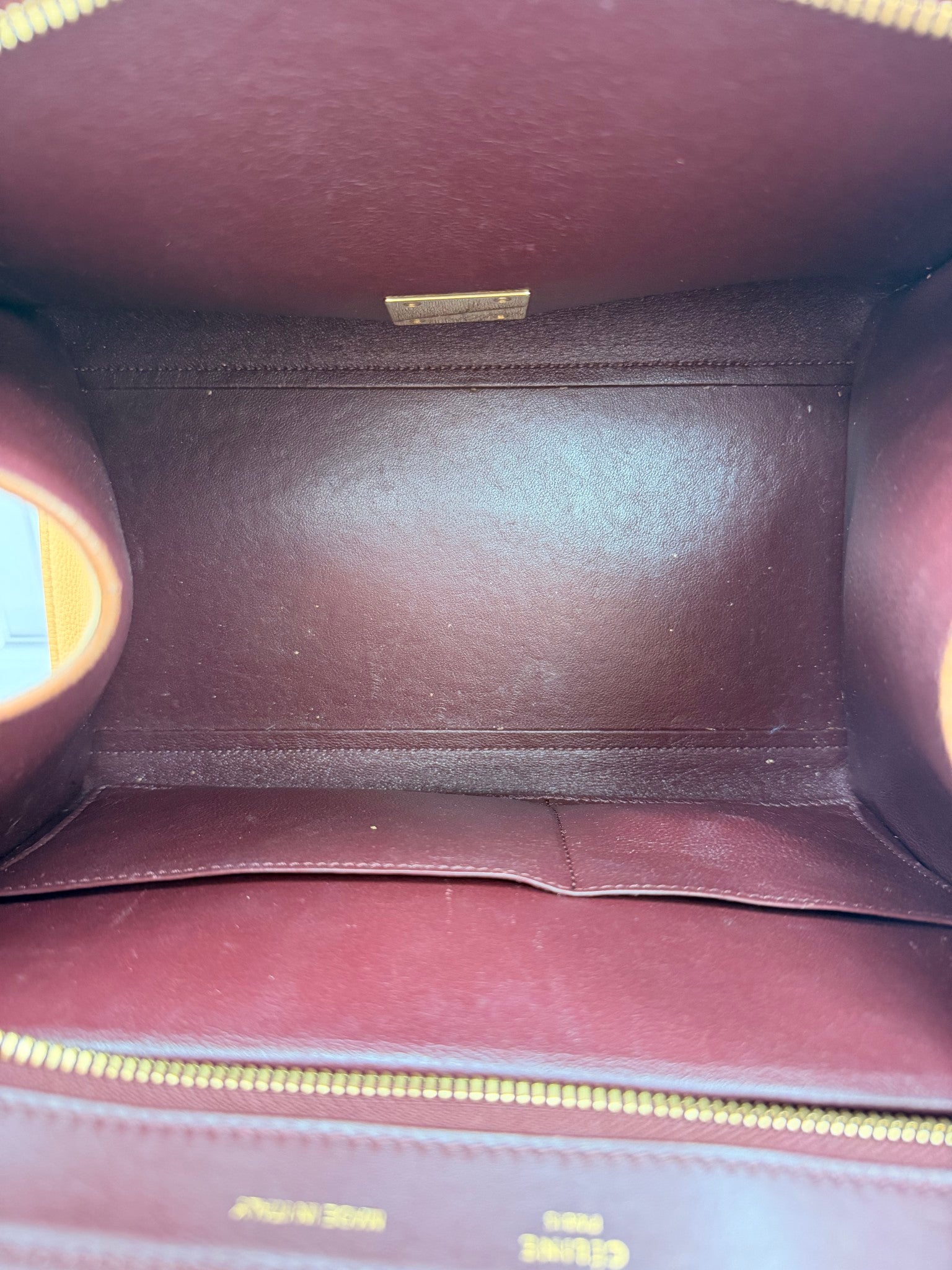 Celine Red & Burgundy Leather Small Trapeze Bag
