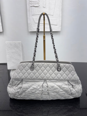 Chanel Gey Quilted Iridescent Calfskin Leather Chic Quilt Large Bowling Bag