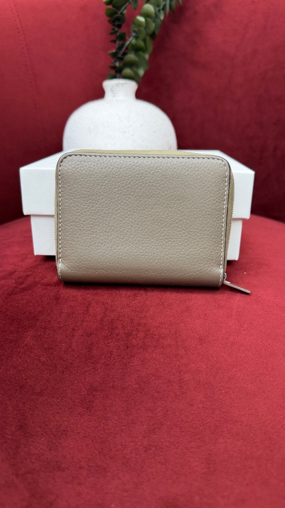 Celine Grey Leather Compact Zippy Wallet