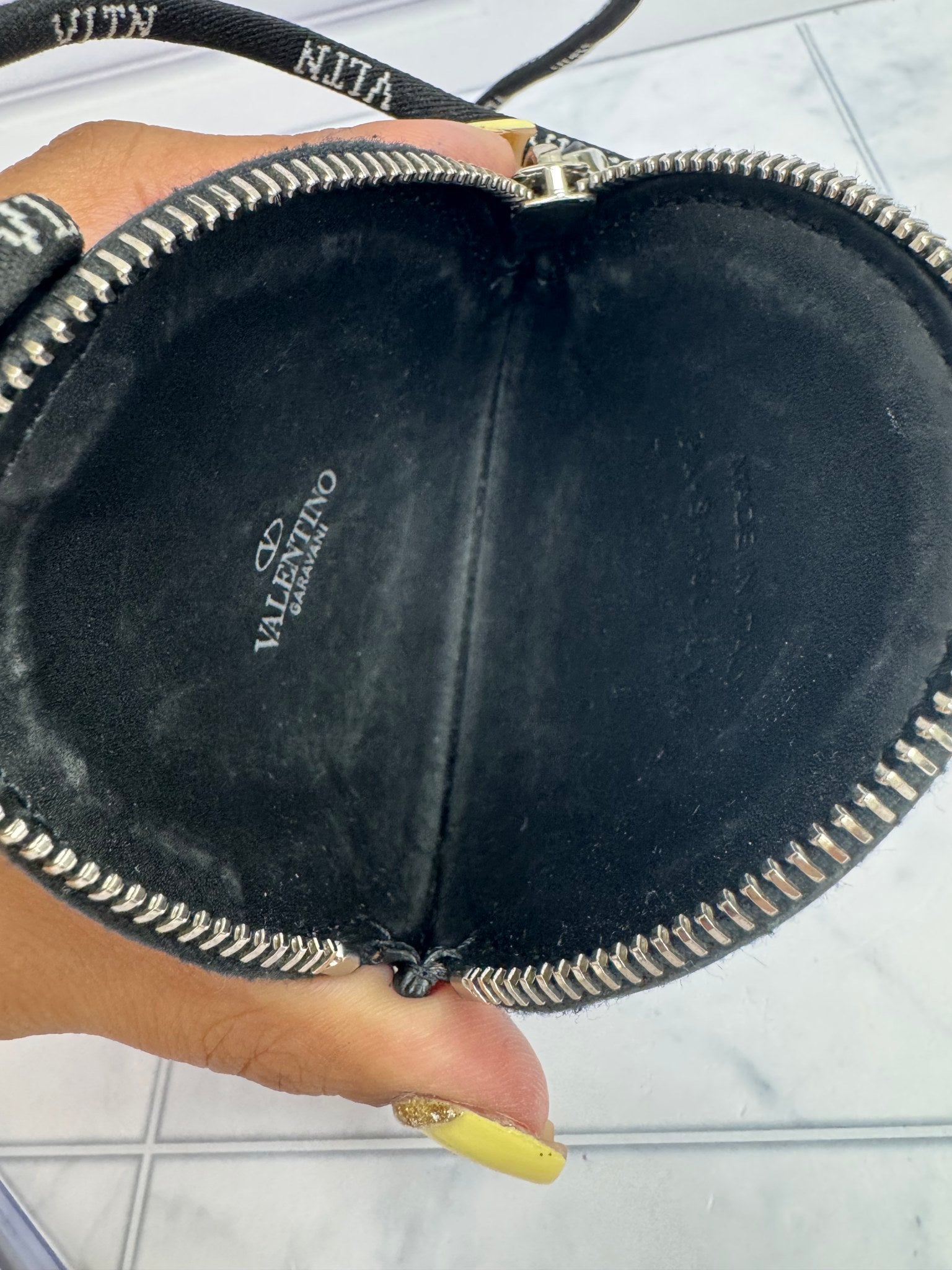 Valentino Black Leather Strap Coin Wallet