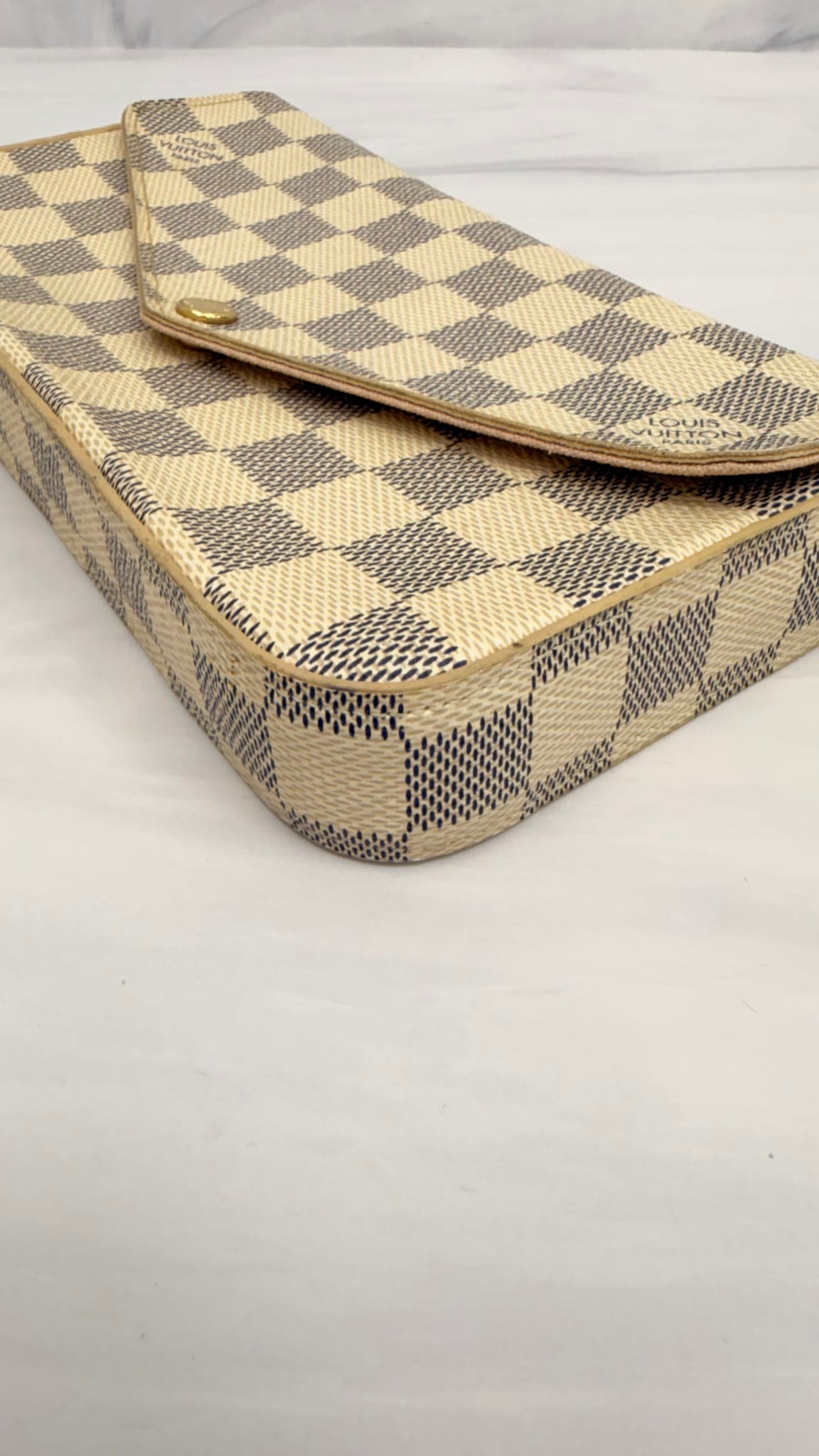 Louis Vuitton Damier Azur Pochette Felicie Chain Crossbody Bag 