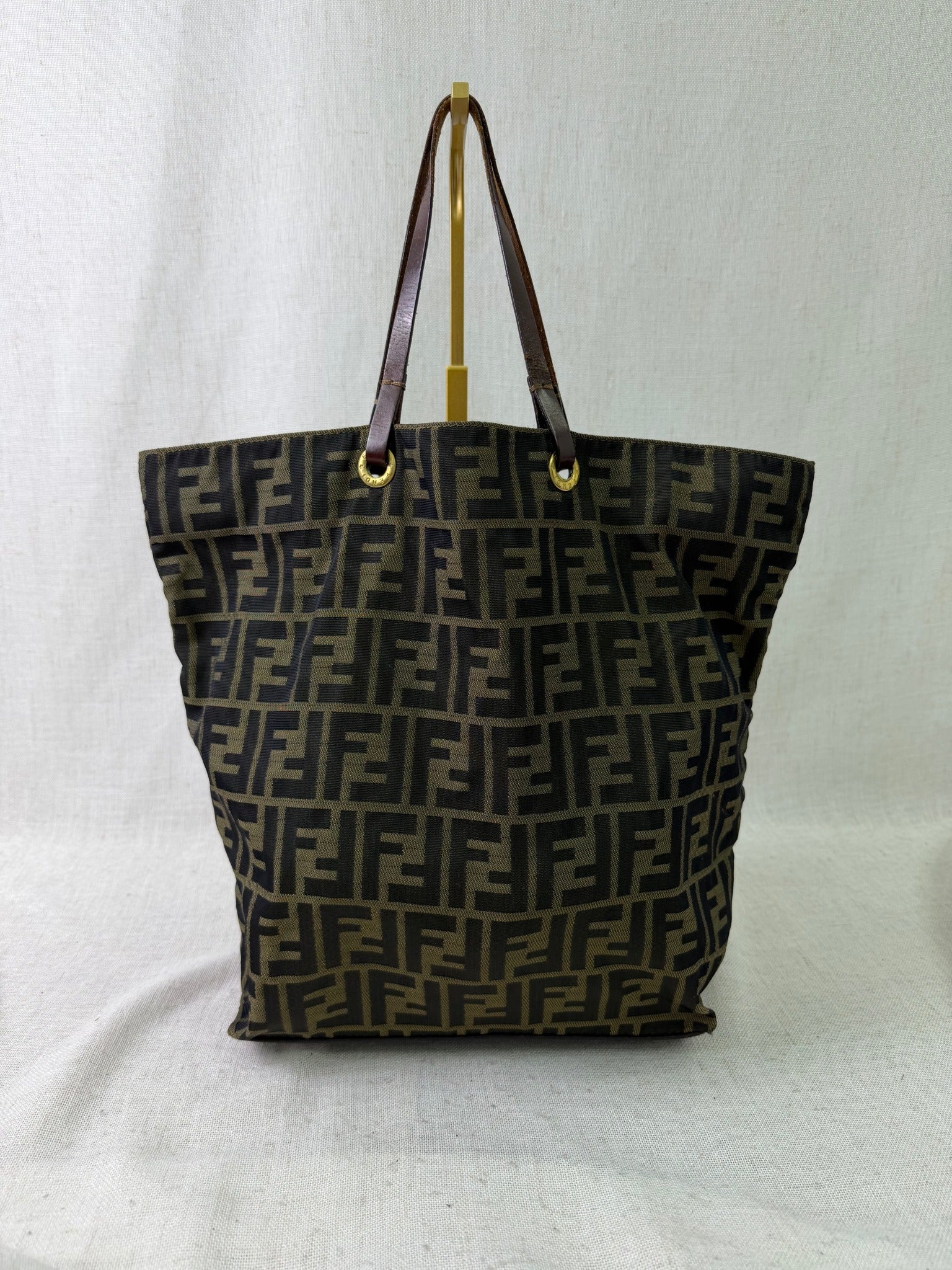 Fendi Brown Canvas Zucca Print Tote Bag