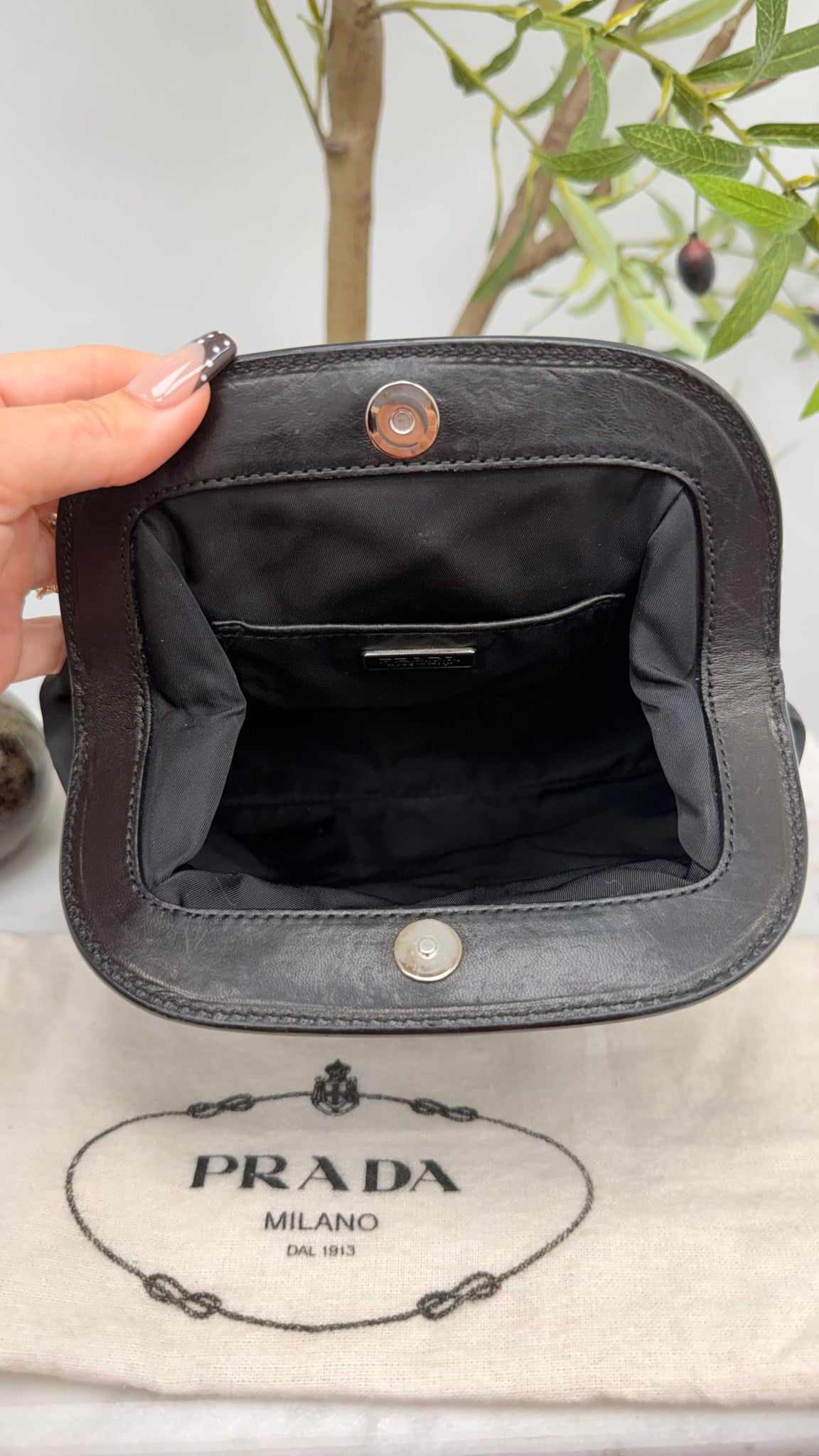 Prada Heart Nylon Bijou Black Mini Hand Bag