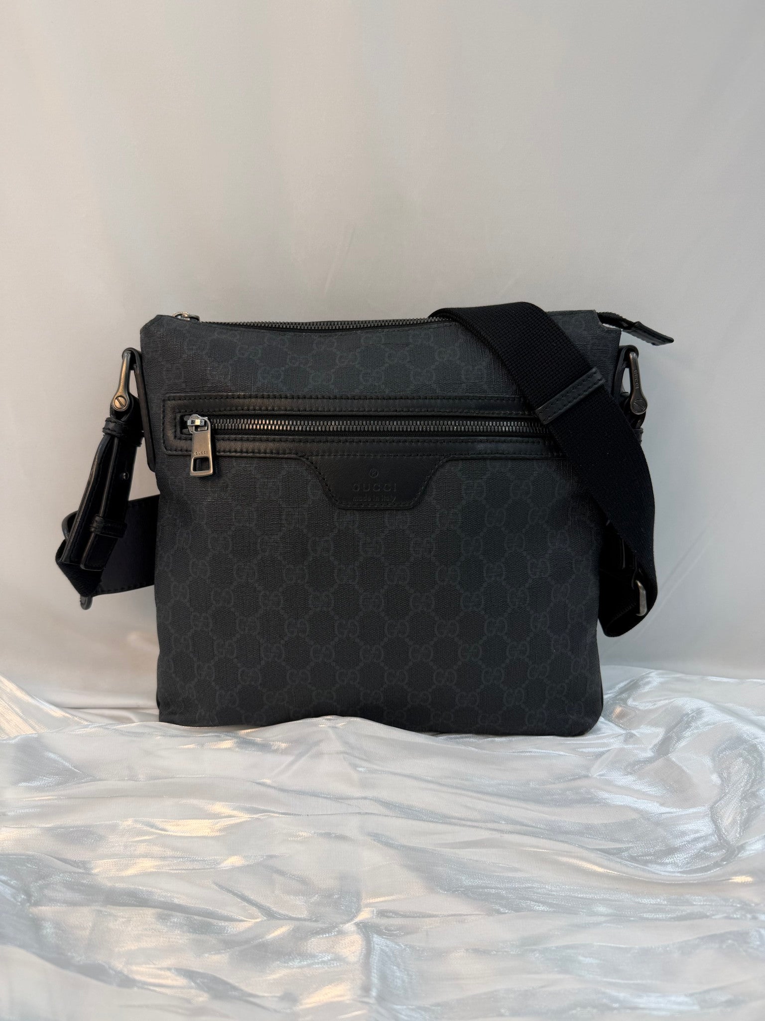 Gucci Black GG Coated Canvas Messenger Bag