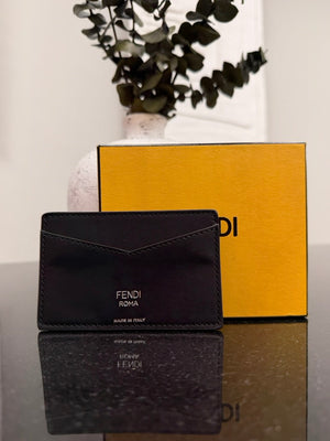 Fendi Zucca PVC & Black Leather Card Case