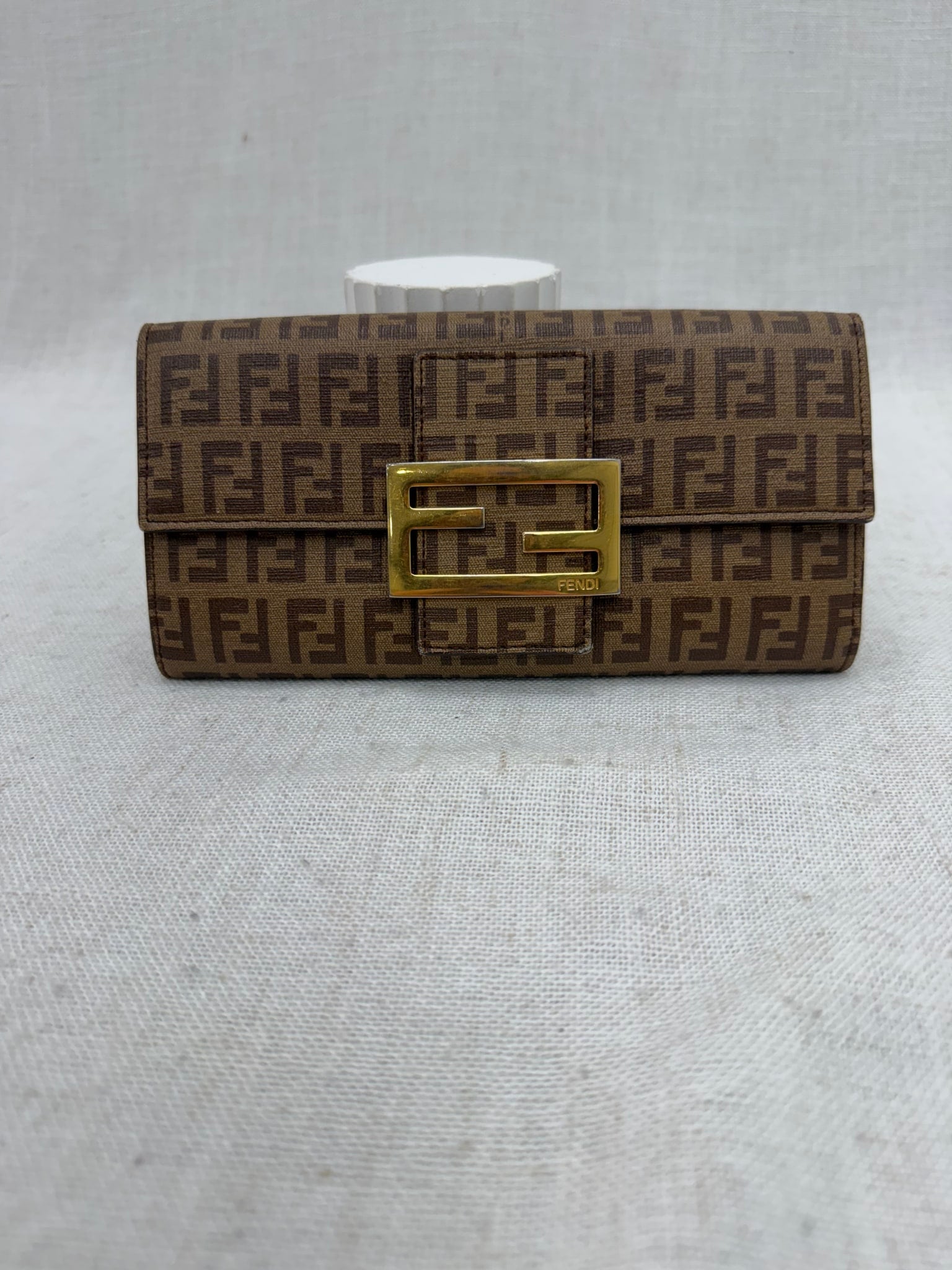 Fendi Brown Zucca Coated Canvas Long Wallet