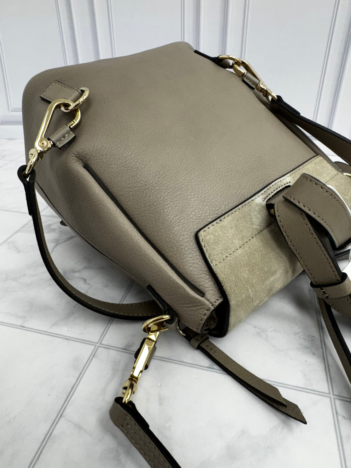 Chloe Taupe Grained Leather Small Faye Backpack