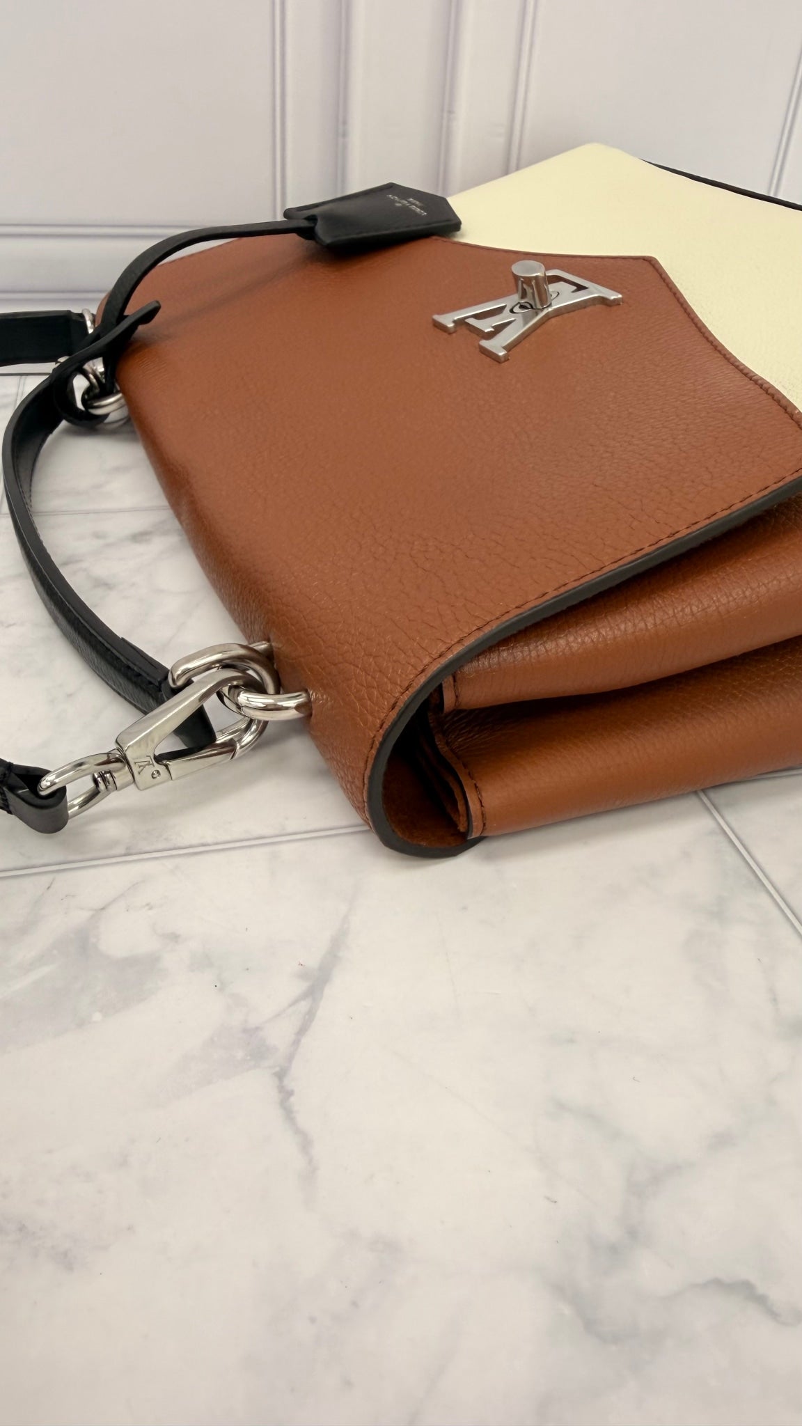 Louis Vuitton Brown And Beige Taurillon Leather My Lock Me 2Way Handbag 