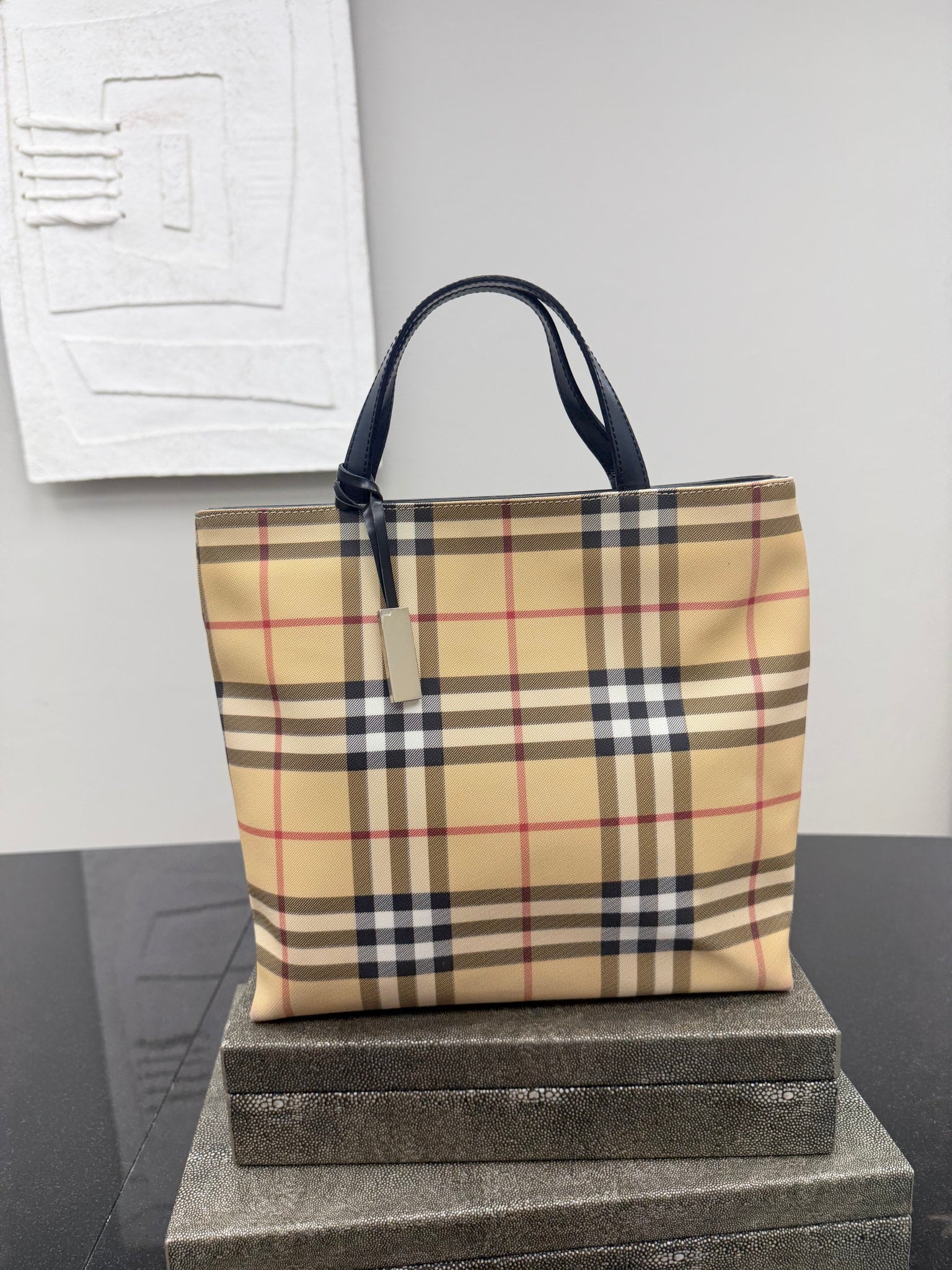 Burberry Beige Nova Check Canvas Tote Bag 