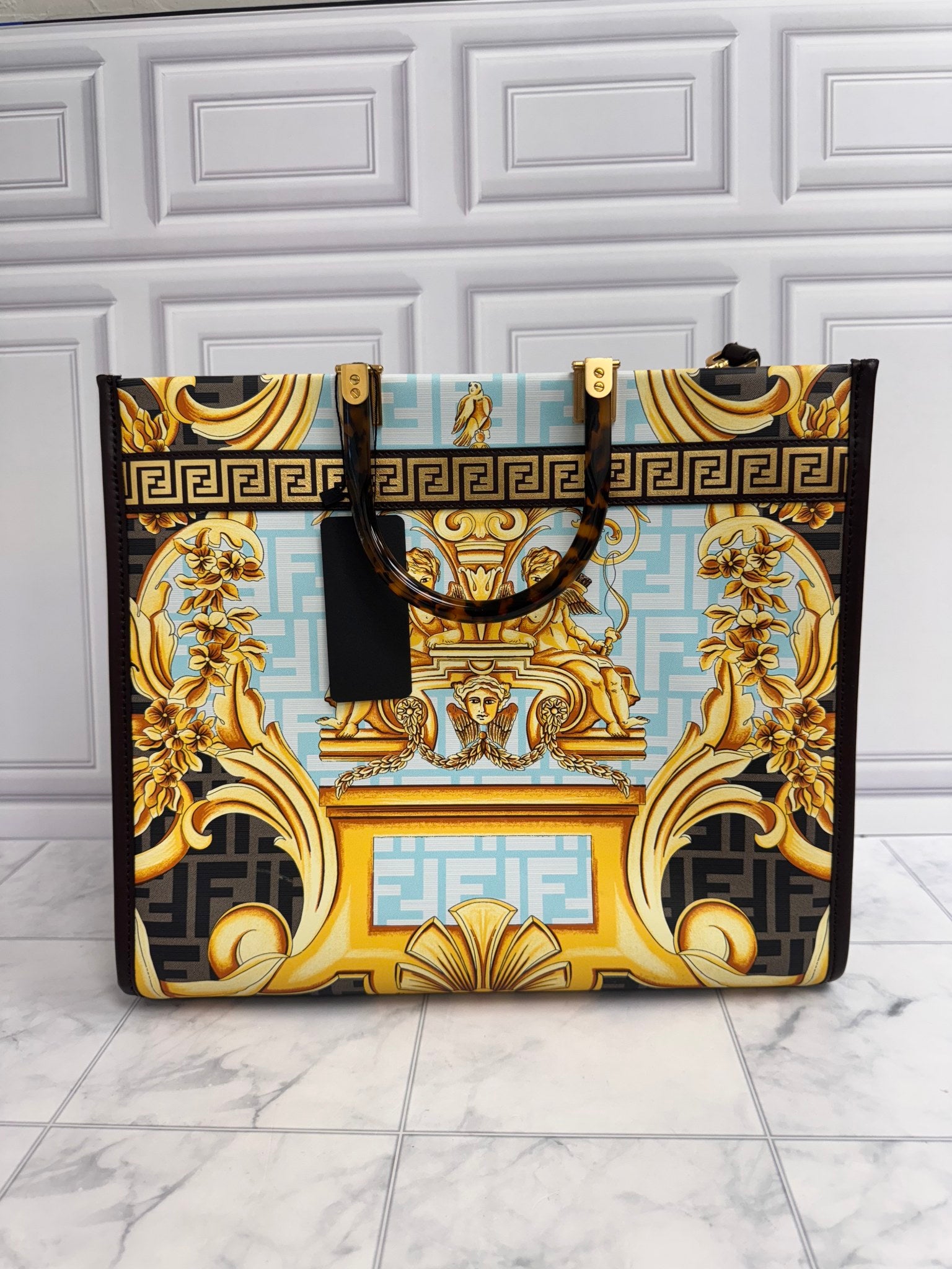 Fendi X Versace Multicolor Coated Canvas Fendace Sunshine Tote Bag