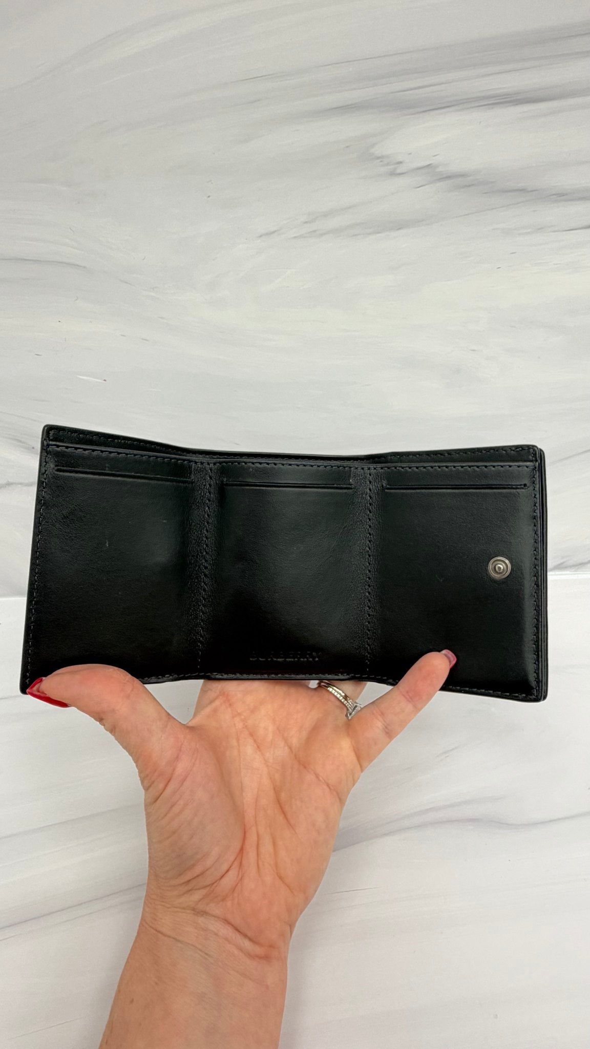Burberry Grey And Black PVC Trifold Wallet