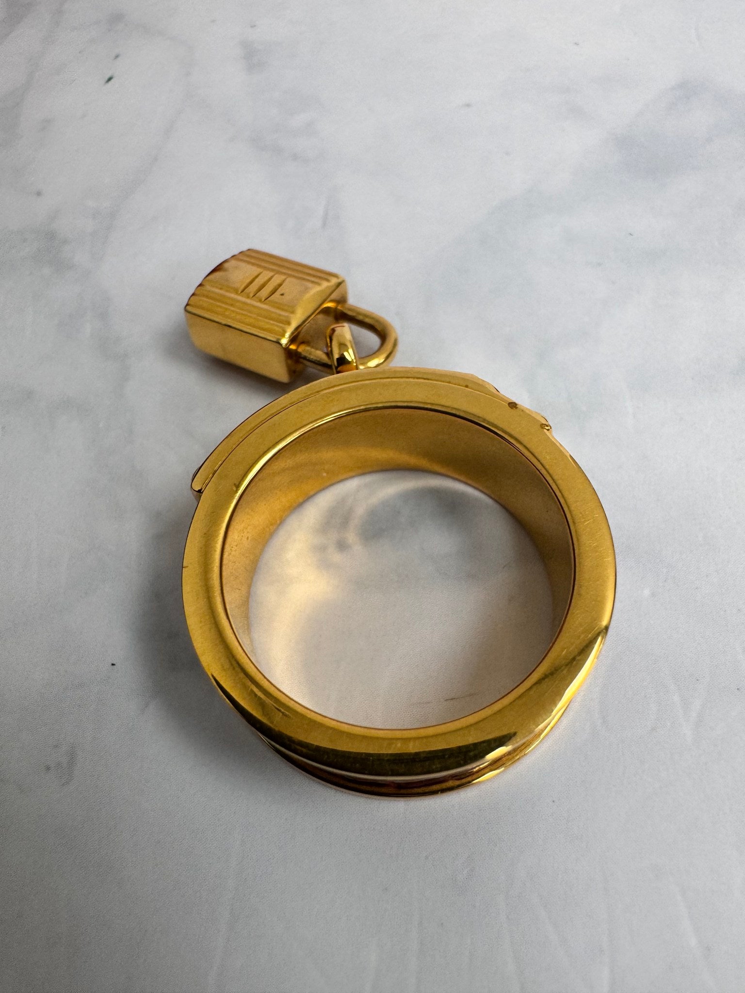 Hermes Gold And Burgundy Kelly Scarf Ring