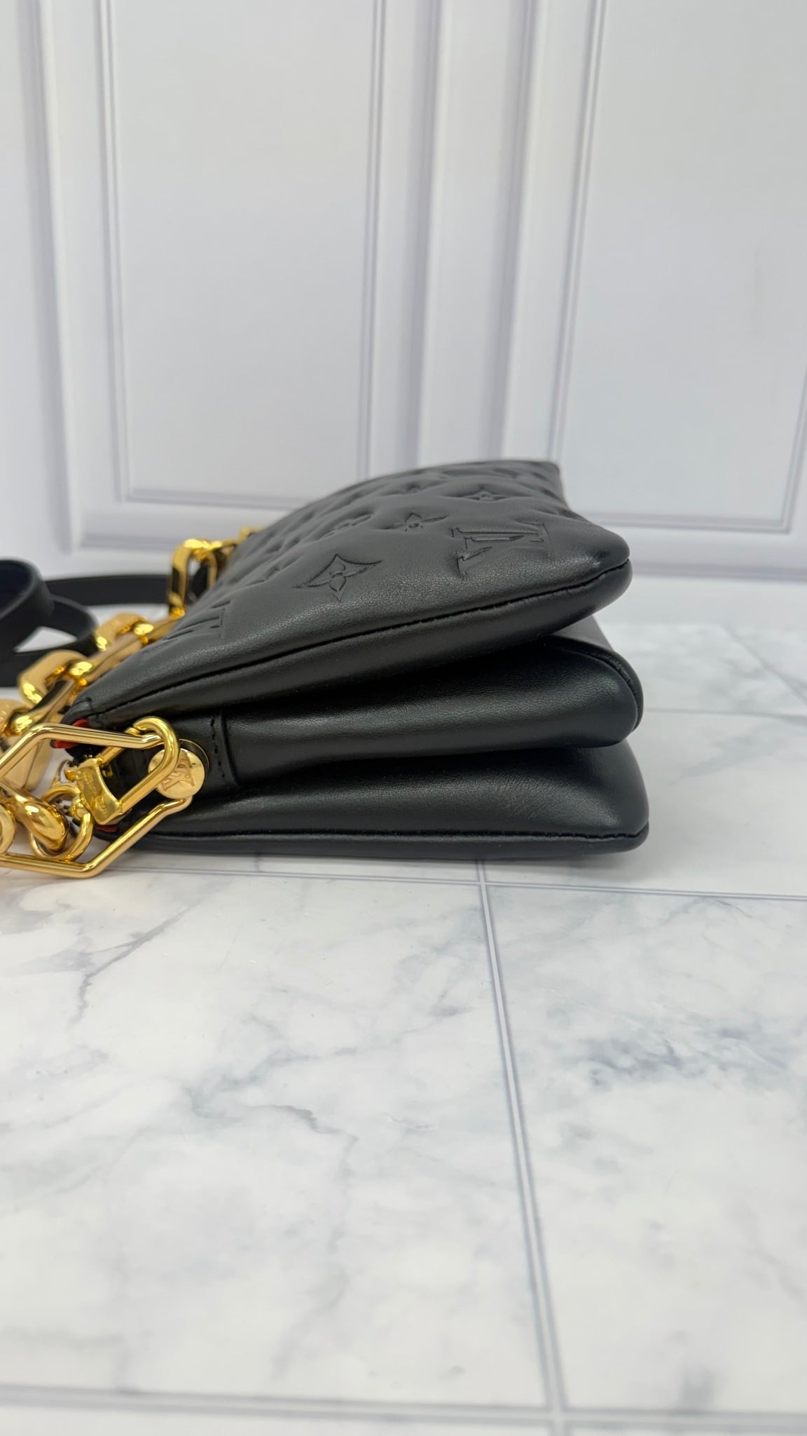Louis Vuitton Black Leather Monogram Coussin BB Handbag  