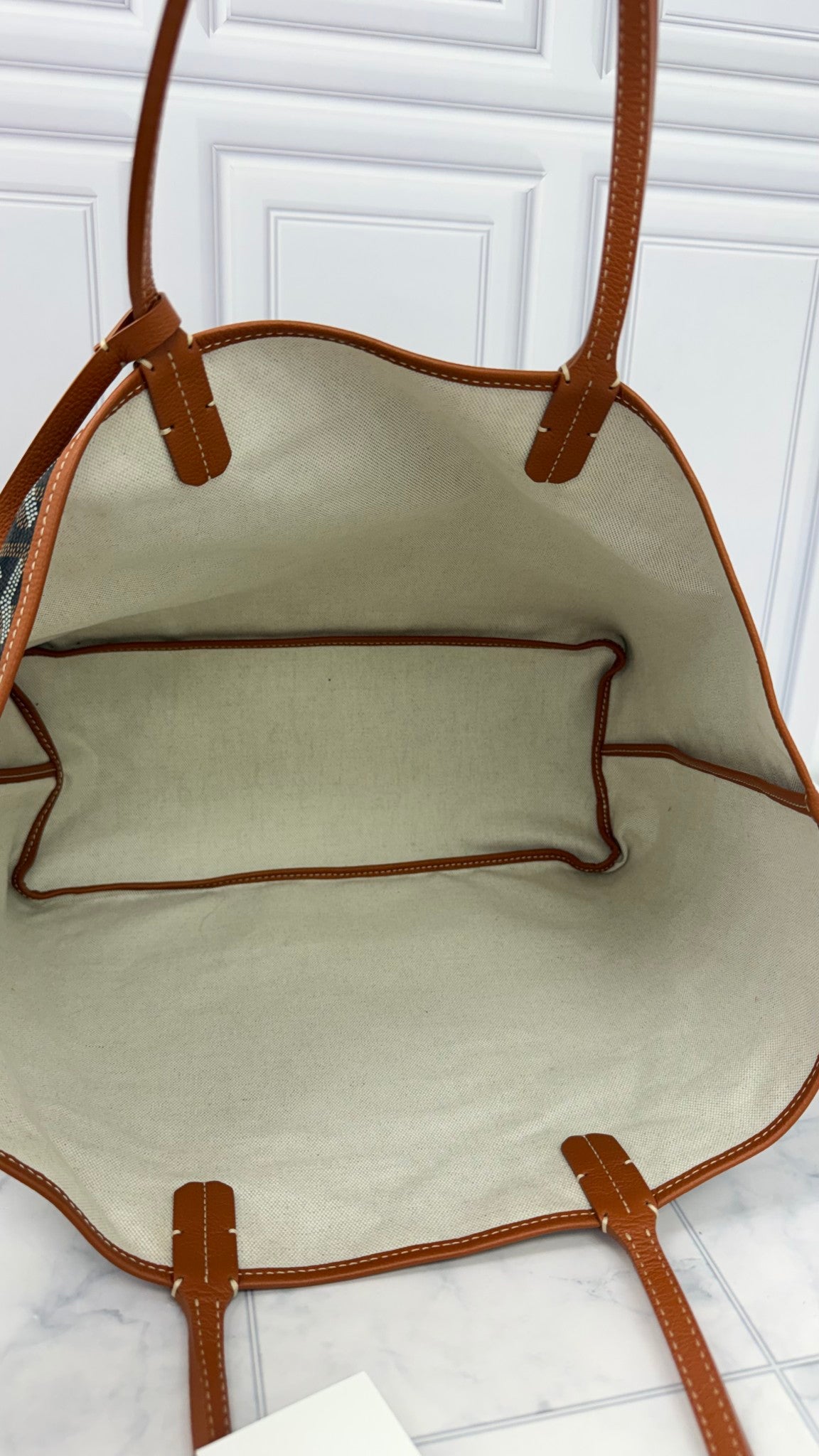 Goyard Brown And Black Goyardine Saint Louis PM Tote Bag 