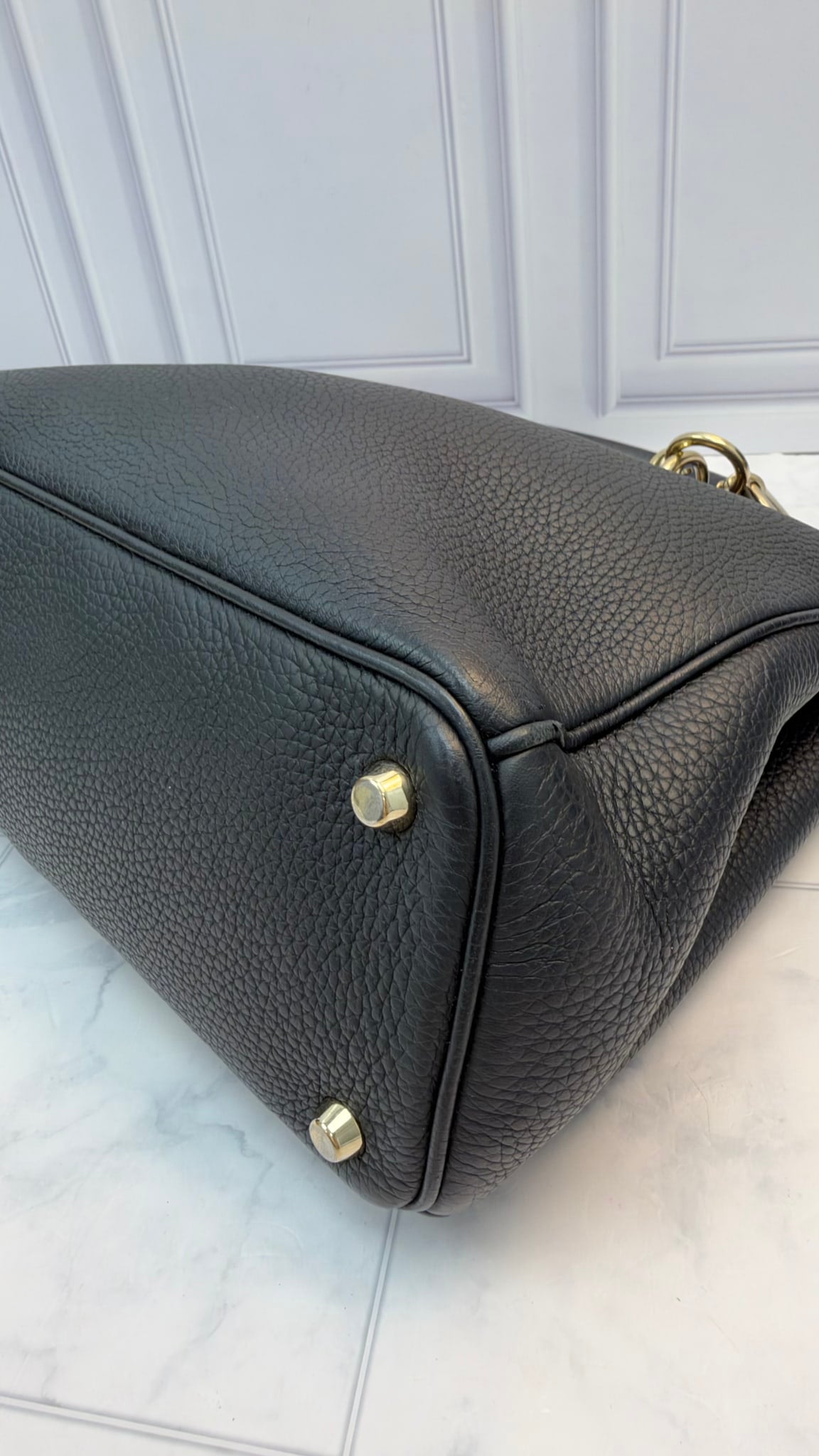 Christian Dior Black Pebbled Leather Diorissimo Medium 2Way Handbag 