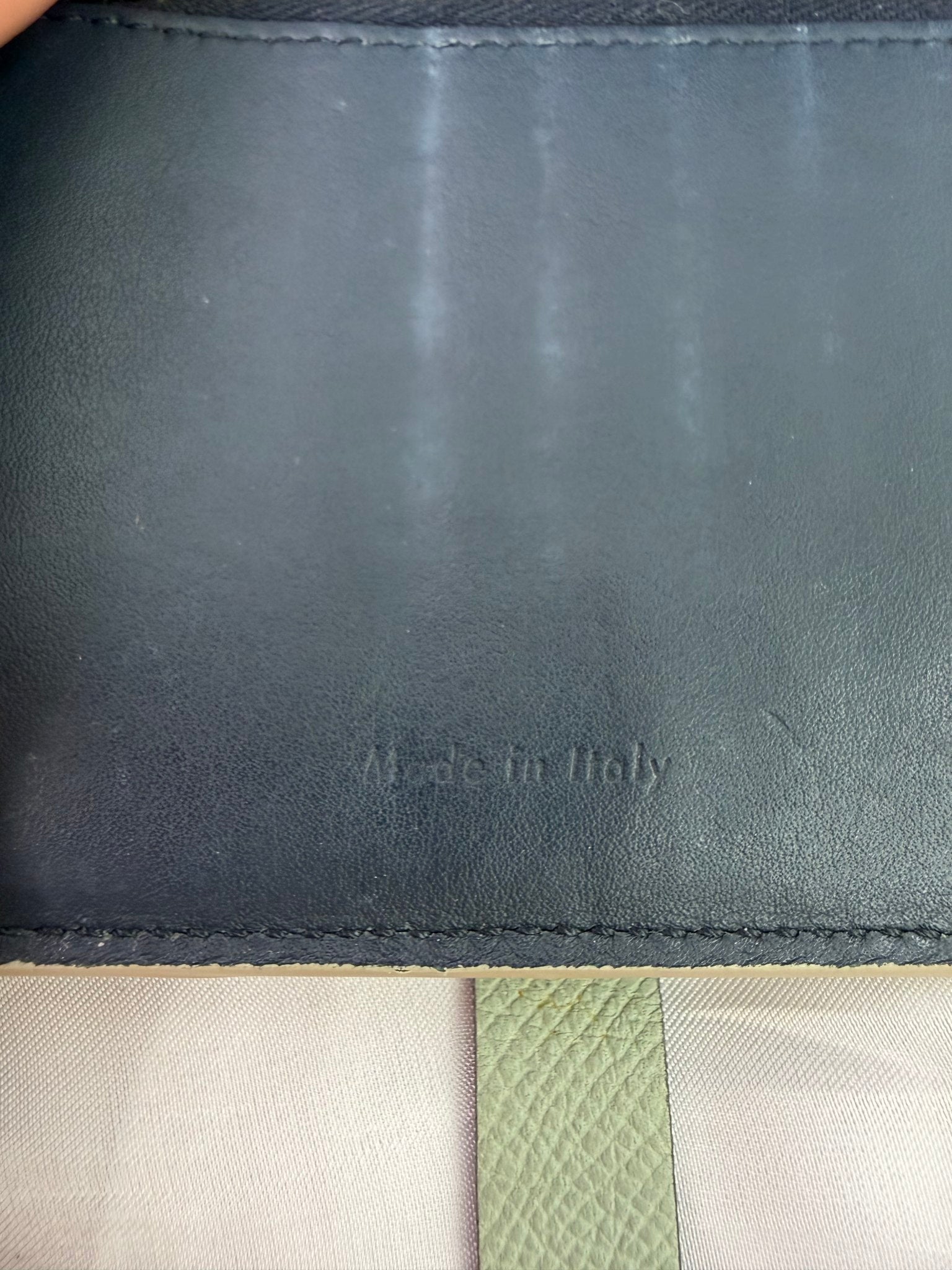 Celine Mint And Navy Leather Medium Strap Wallet