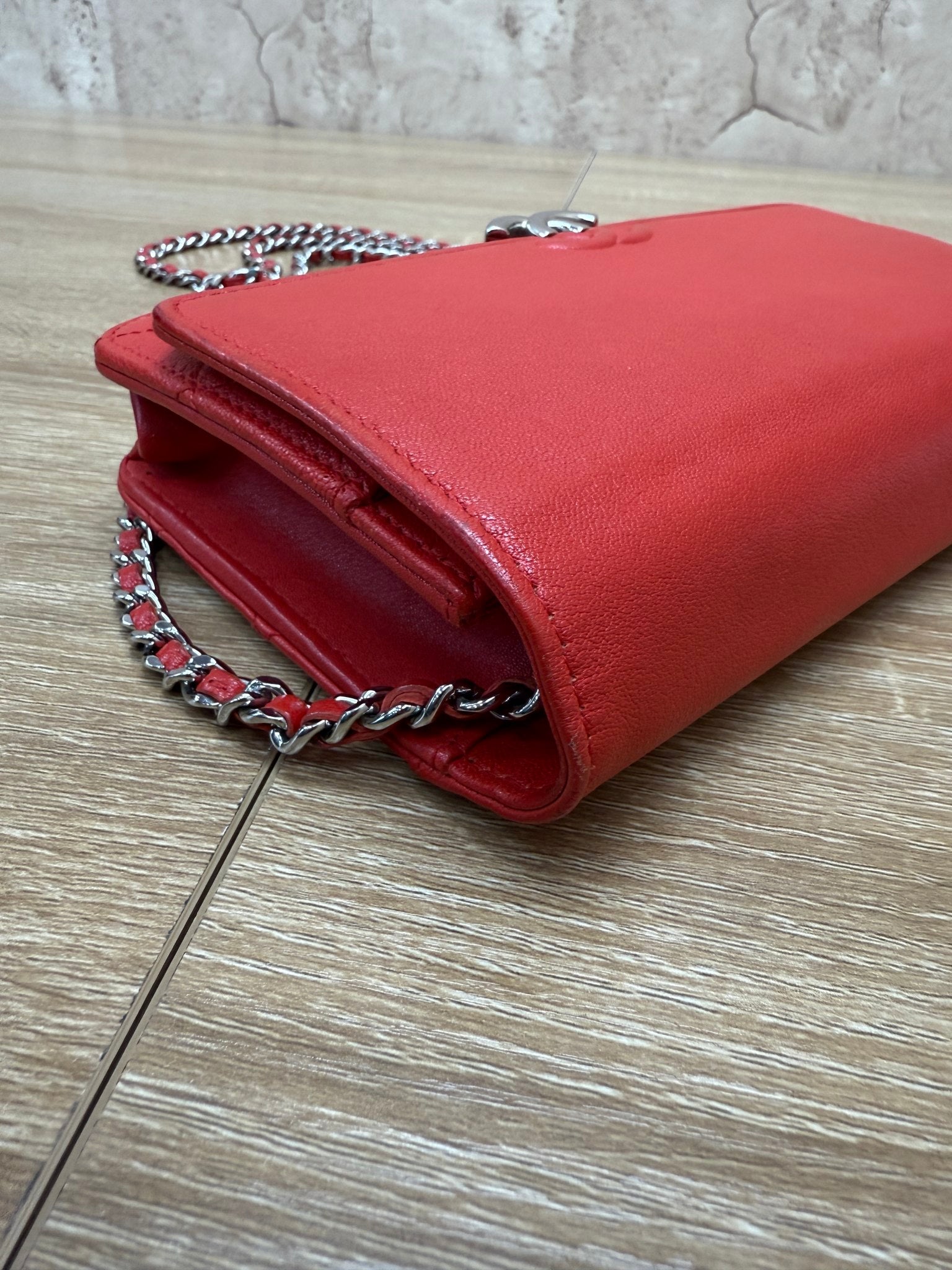 Chanel Red Lambskin Urban Companion Wallet on Chain