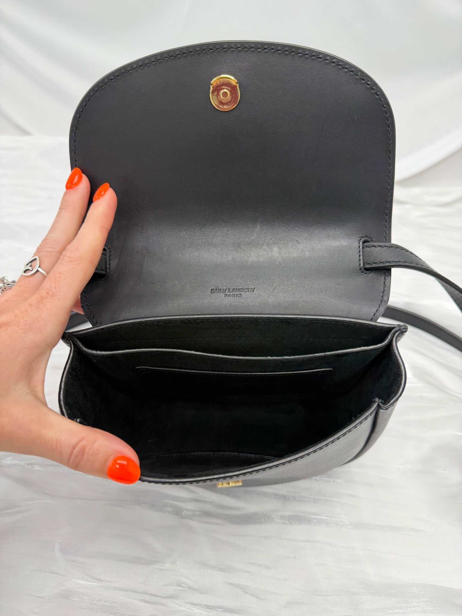 Saint Laurent YSL Black Leather Kaia Crossbody