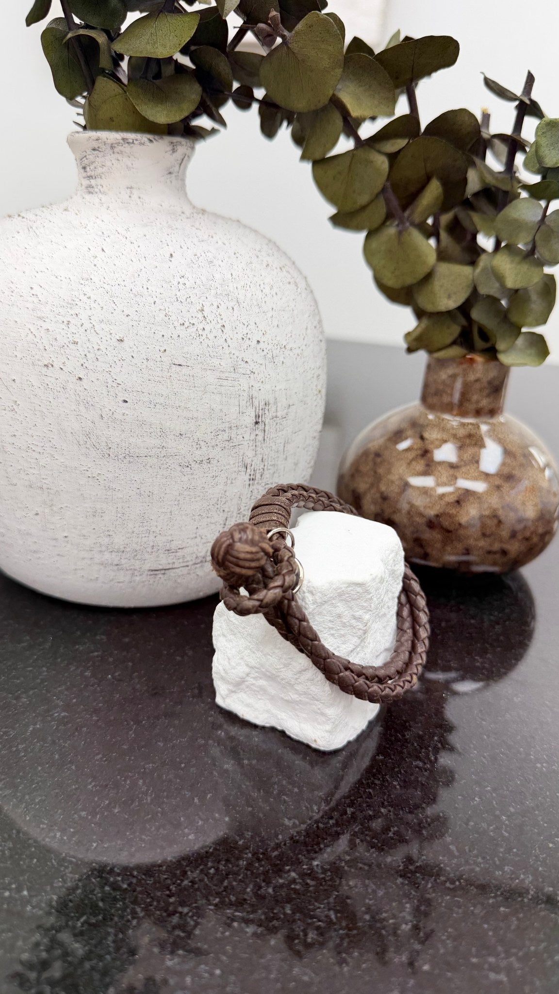 Bottega Veneta Brown Leather Knot Bracelet