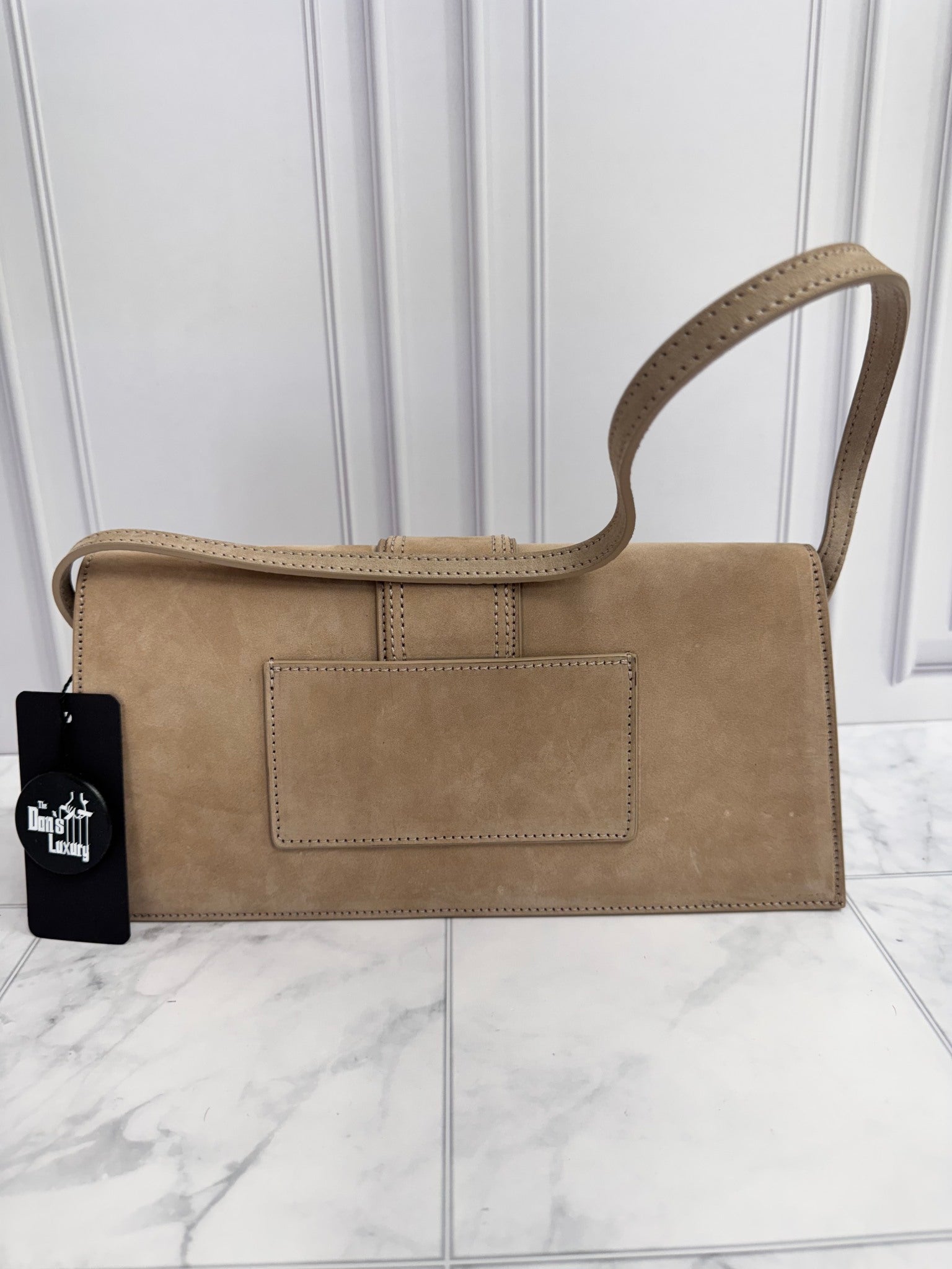 BRAND NEW Jacquemus Beige Suede Le Bambino Long Shoulder Bag