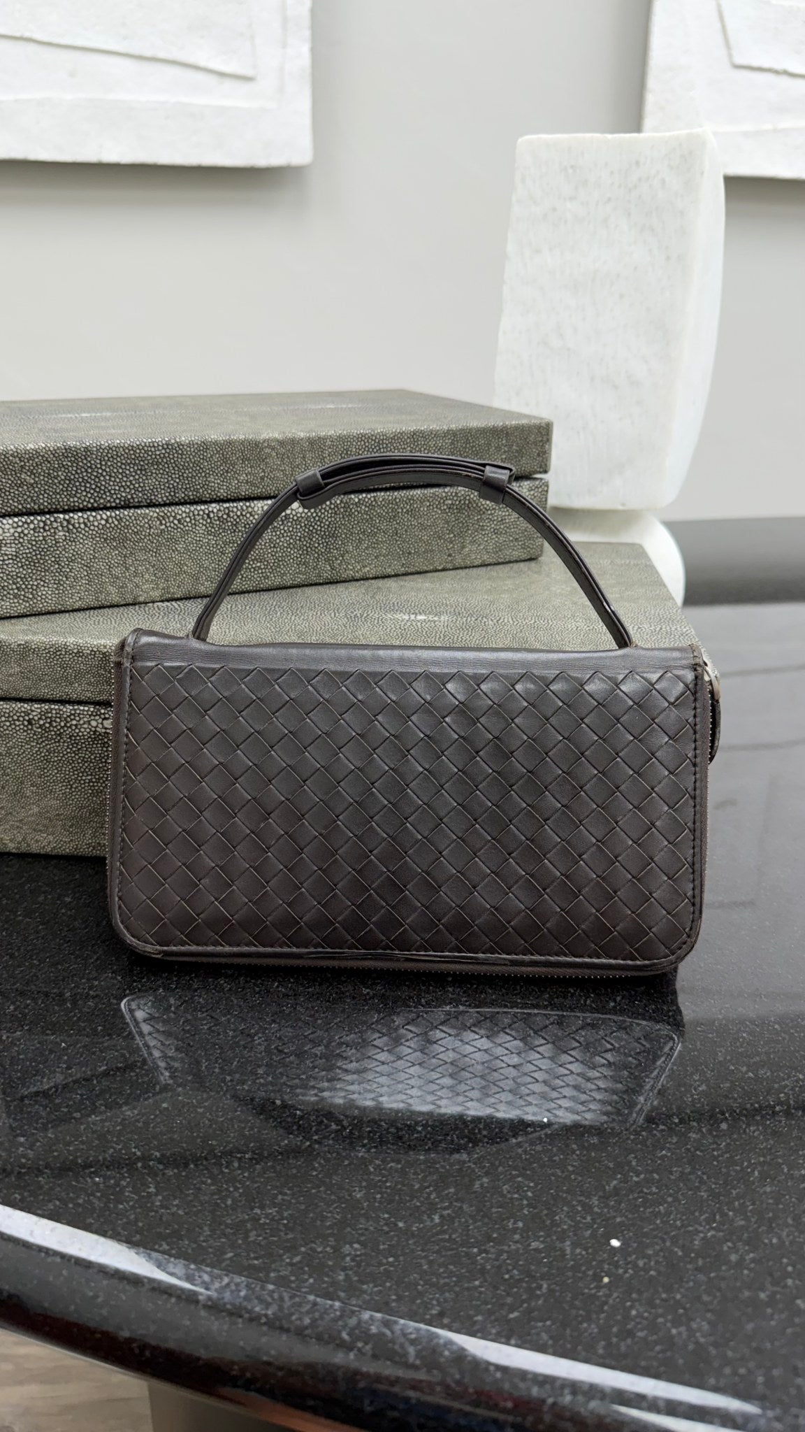 Bottega Veneta Brown Intrecciato Leather Travel Zippy Organizer 