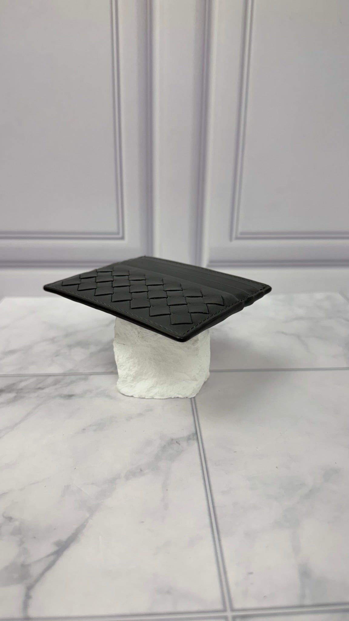Bottega Veneta Grey Intreciatto Leather Card Holder 